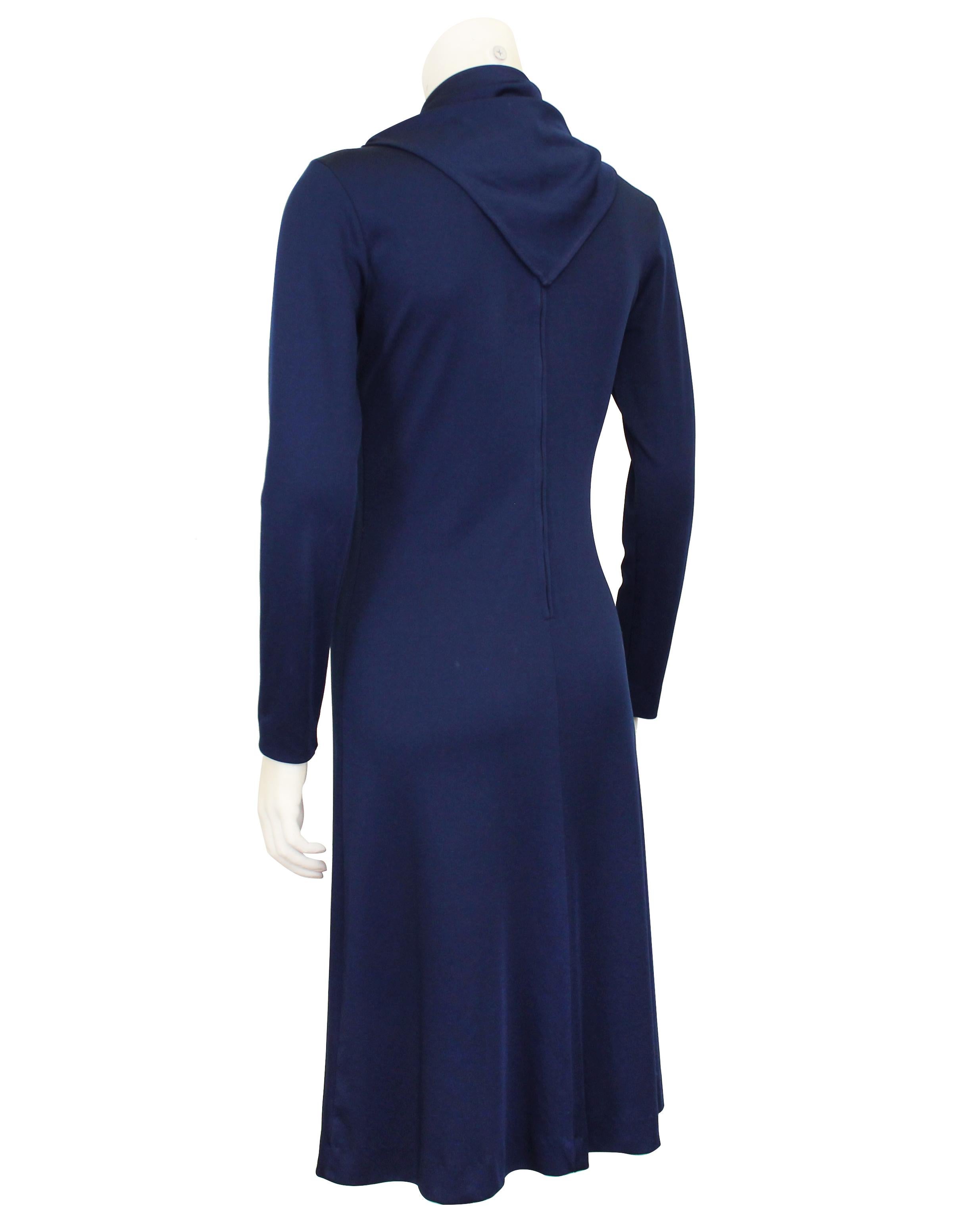 Violet Robe de sport Lanvin en tricot poly avec foulard assorti, années 1970 en vente