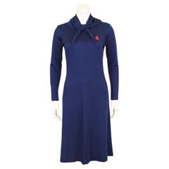 1970's Lanvin Poly Knit Swing Sport Dress with Matching Neckerchief