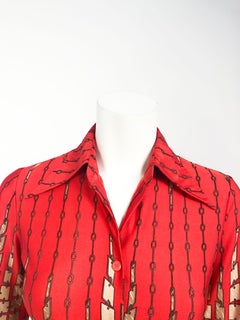 1970s Lanvin Red  Disco Printed Shirt