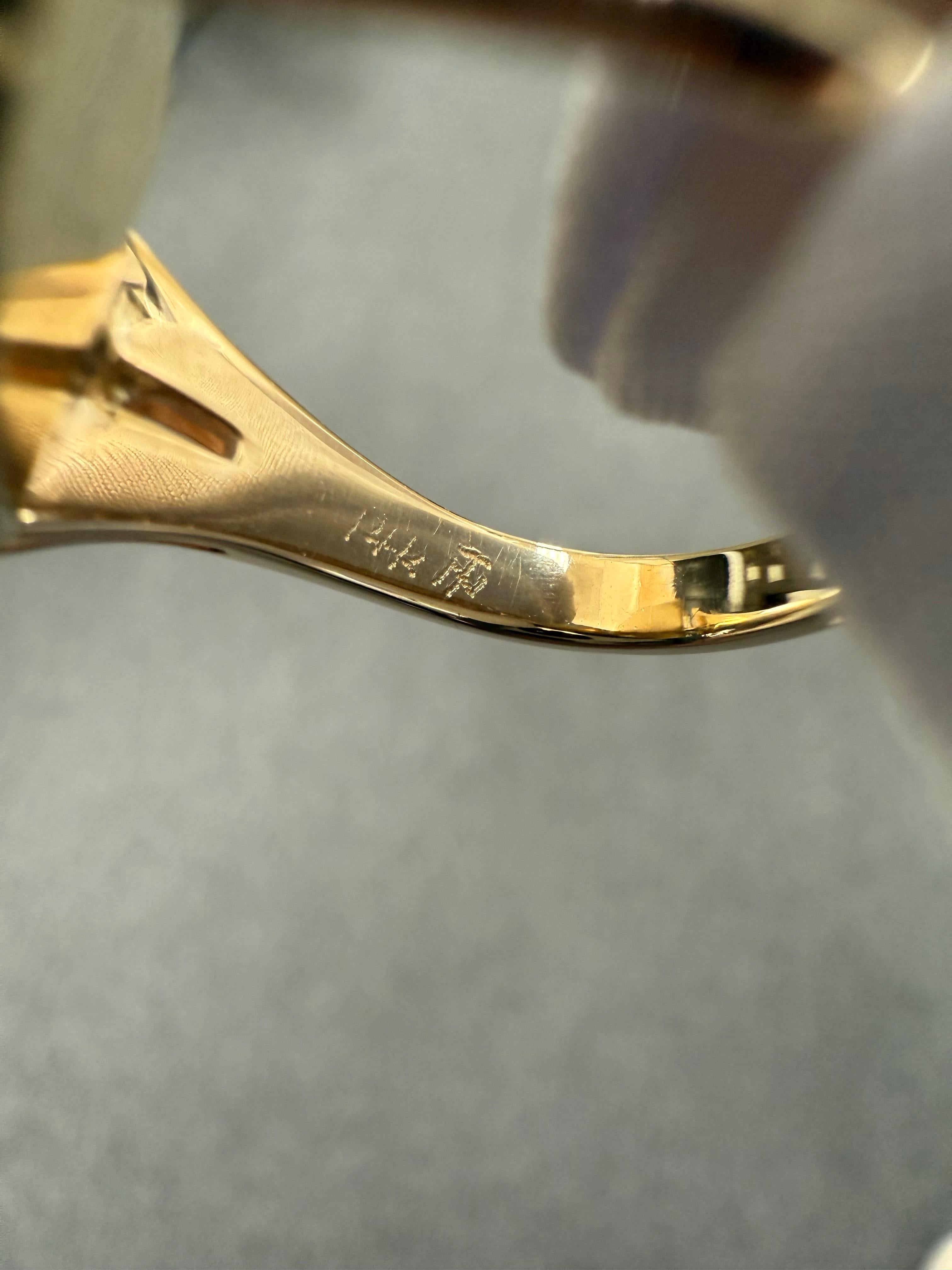1970 Lapis Diamond Hand Crafted 14k Yellow Gold Ring (bague en or jaune 14k) en vente 9