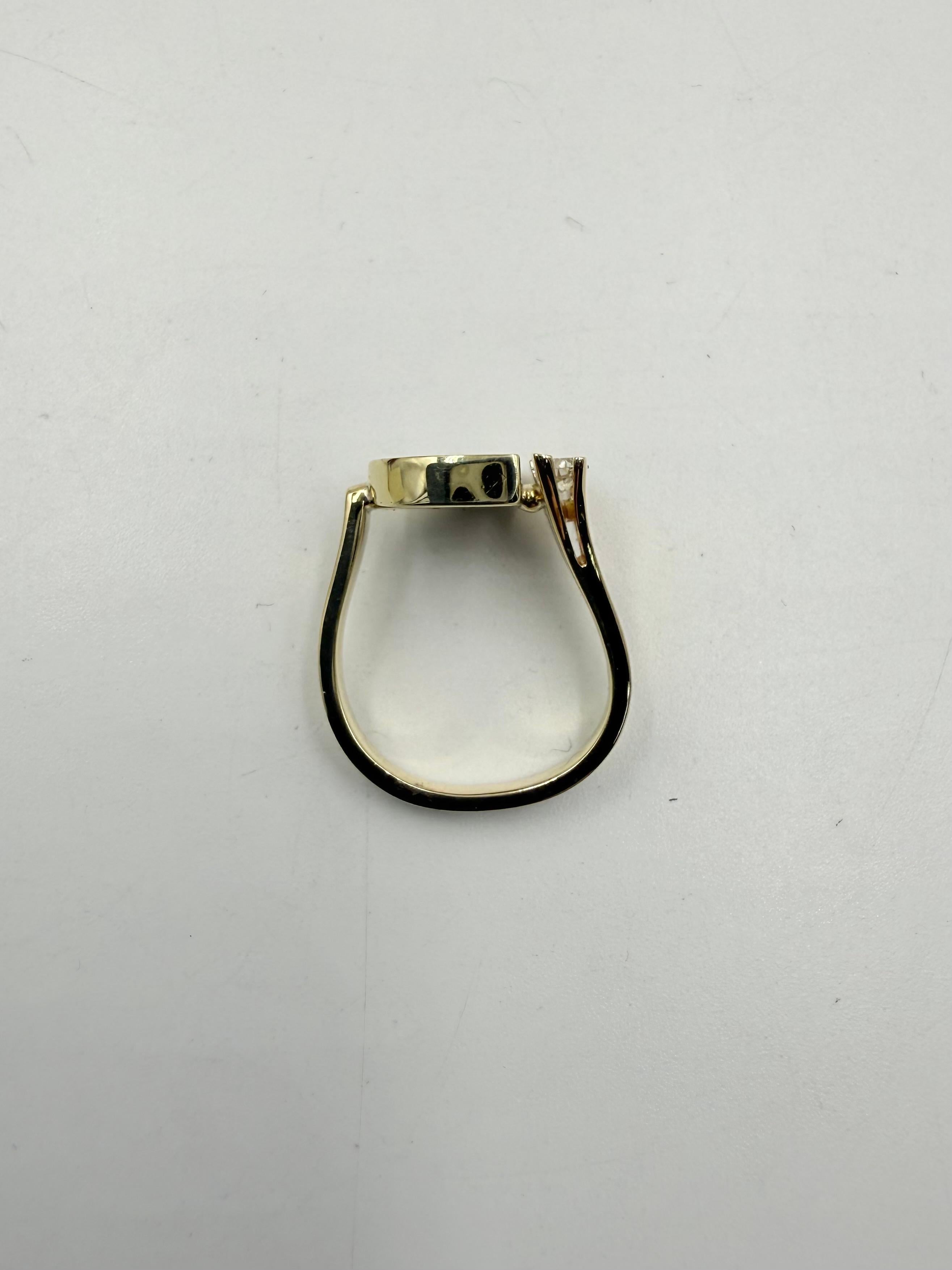 1970 Lapis Diamond Hand Crafted 14k Yellow Gold Ring (bague en or jaune 14k) en vente 3
