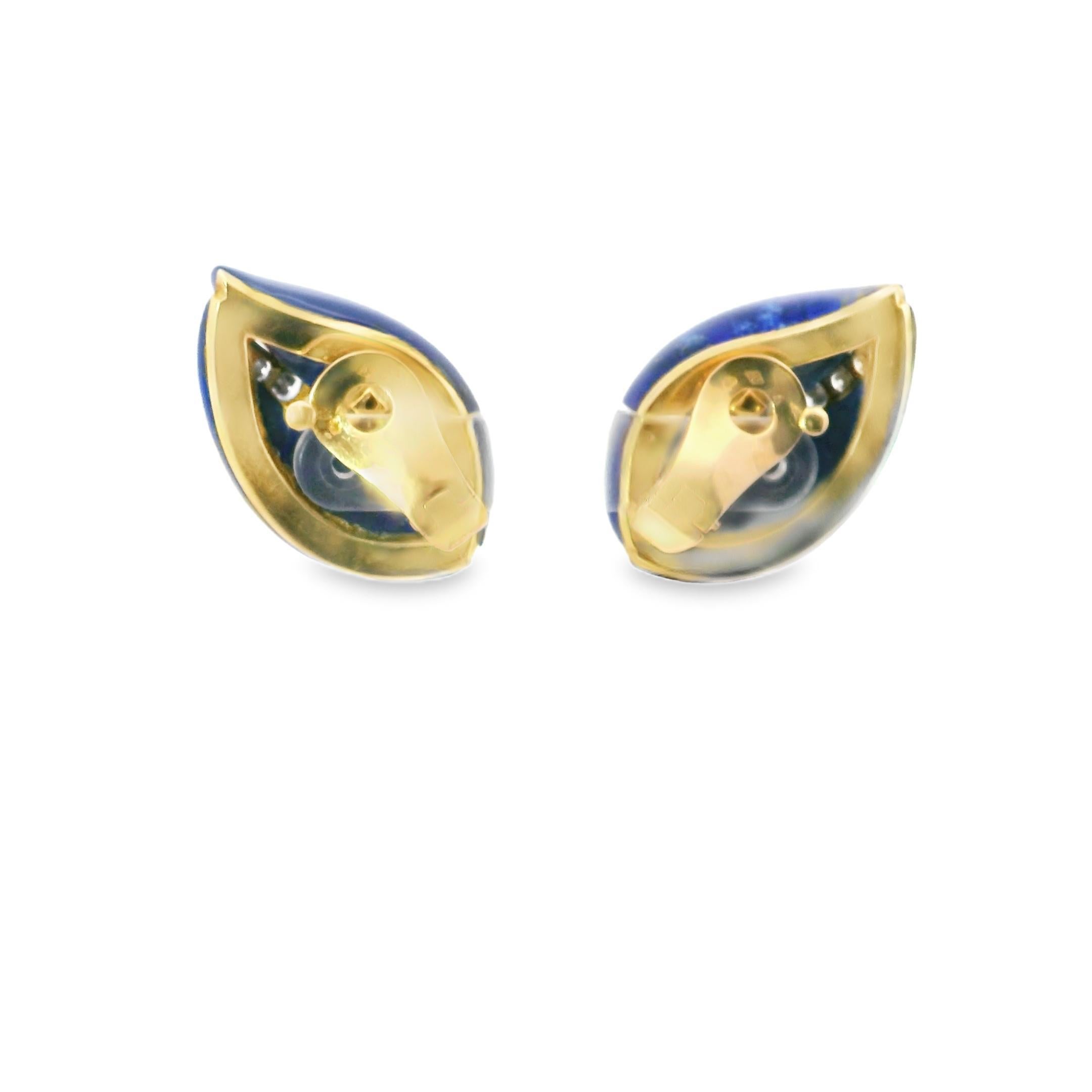 Women's 1970s Lapis Lazuli and Diamond Flame Earrings – Georland, France For Sale