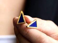 1970er Lapislazuli und Gelbgold Manschettenknöpfe