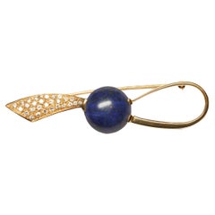 1970s Lapis Lazuli brooch Gold & Diamonds