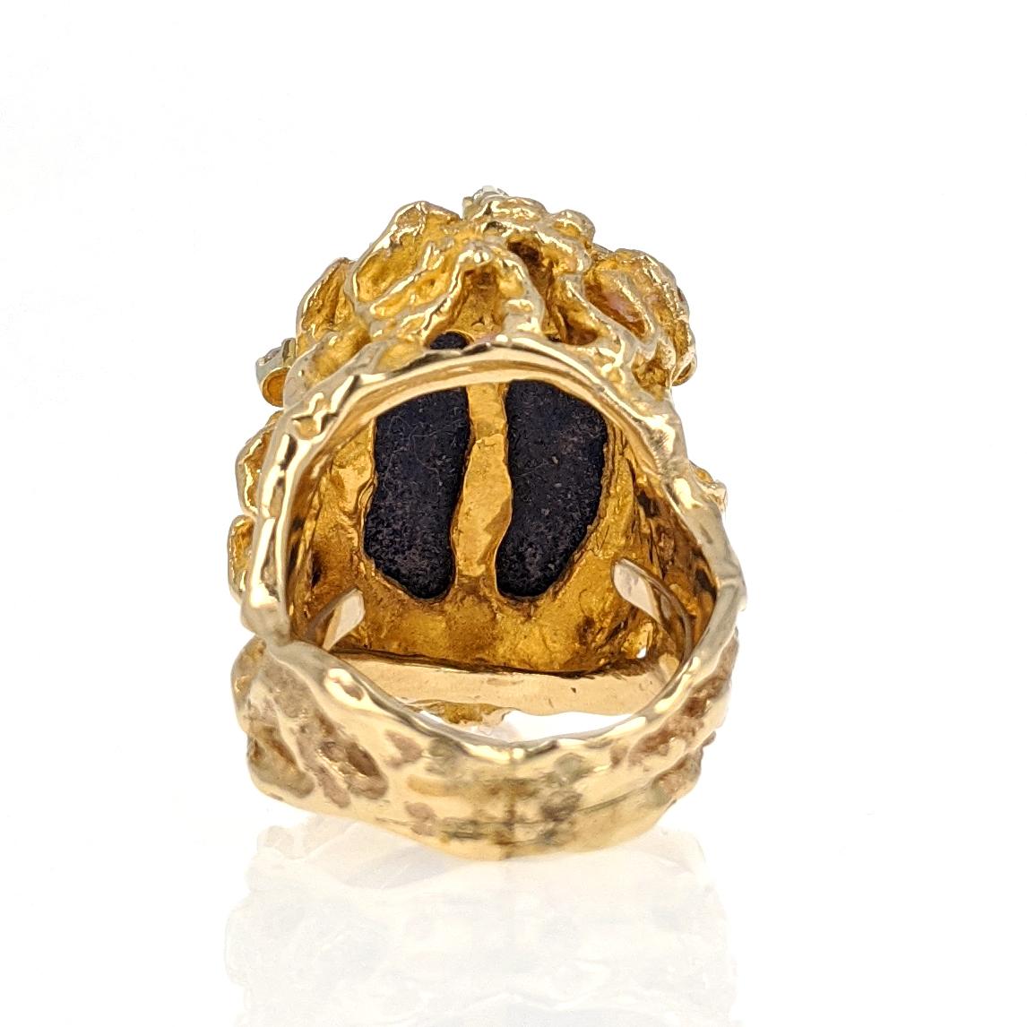 1970s Lapis Lazuli Diamond Yellow Gold Ring 1