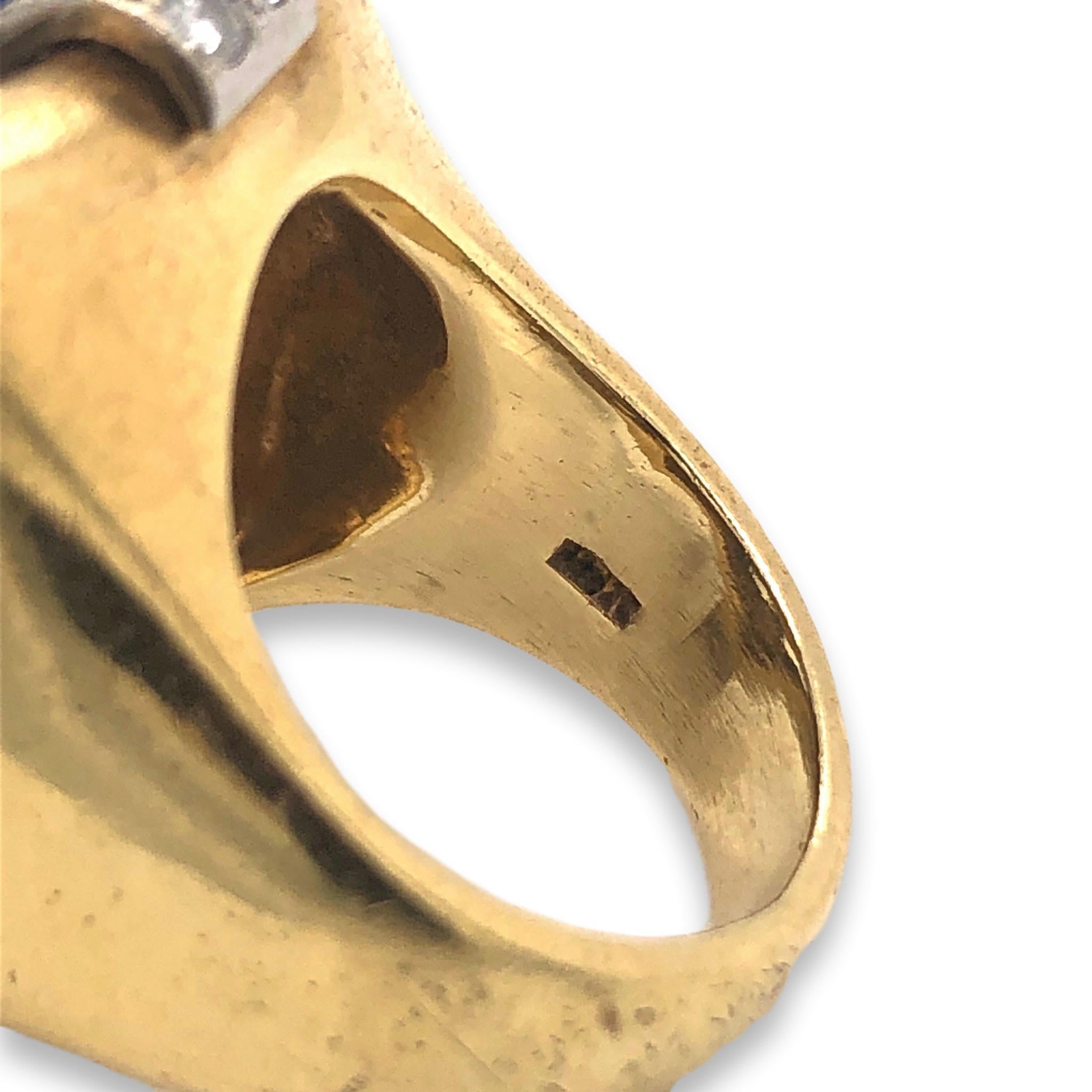 1970s Lapis Lazuli Gold and Diamond Statement Ring 3