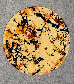 1970's Large 9' Round "Sam Francis" Style Exuberant Mutli-Color Spatter ART Rug