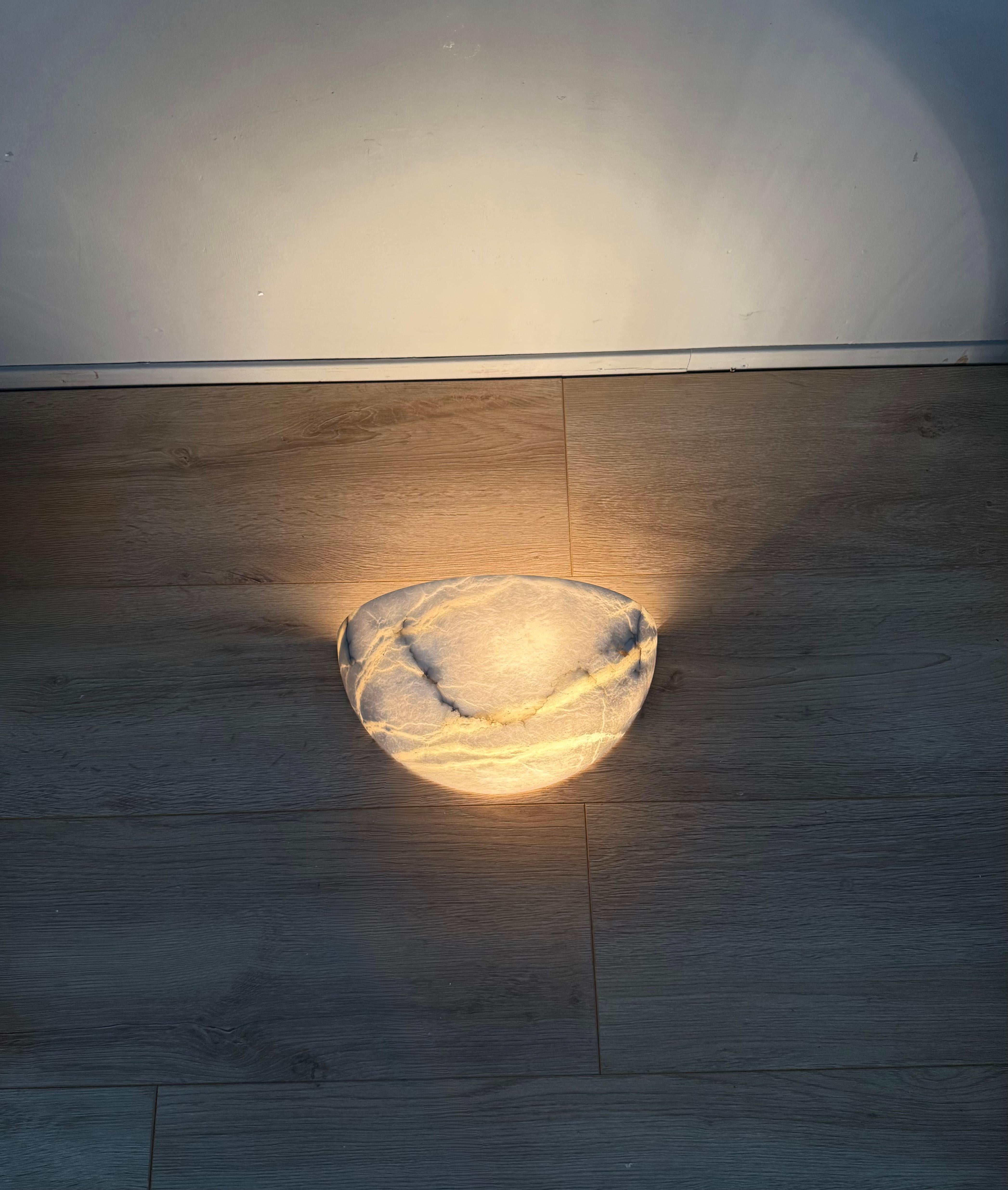 1970s Large Alabaster Wall Light / Sconce, Mid-Century Modern Organic Design en vente 1