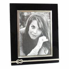 1970s Large Black Lucite and Chrome Picture Photo Frame