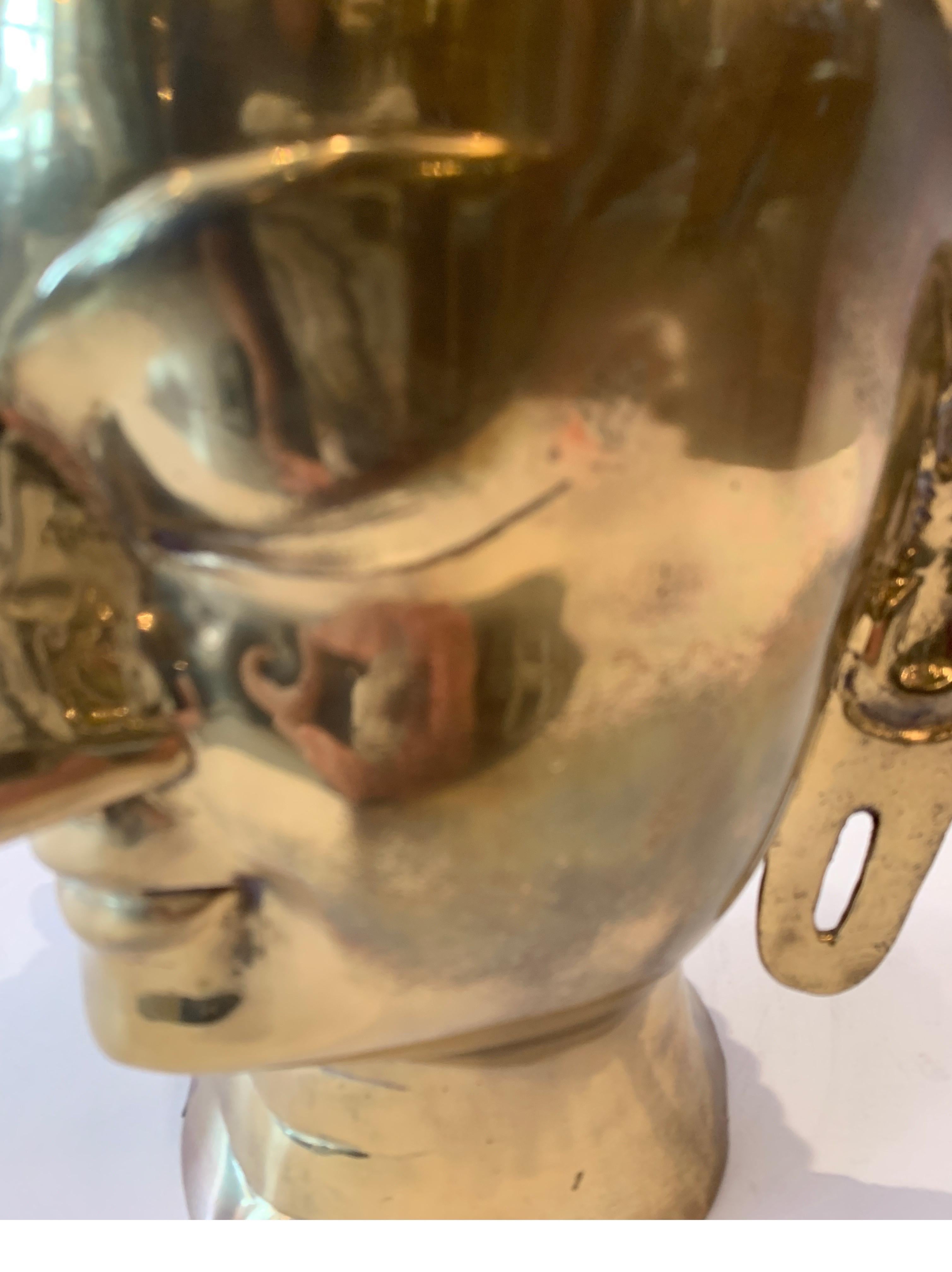 1970s Large Brass Buddha Head Sculpture 2