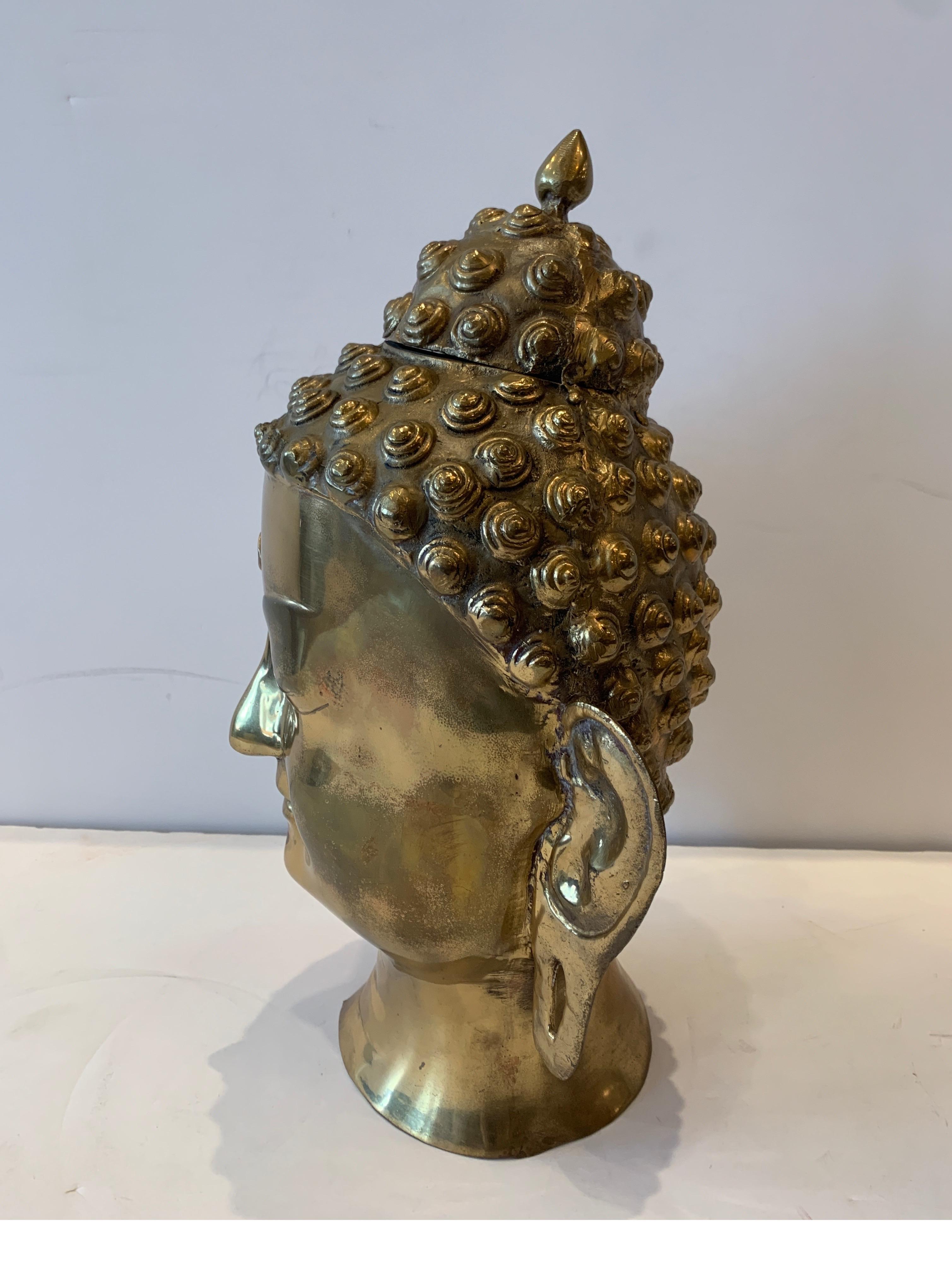 Late 20th Century 1970s Large Brass Buddha Head Sculpture