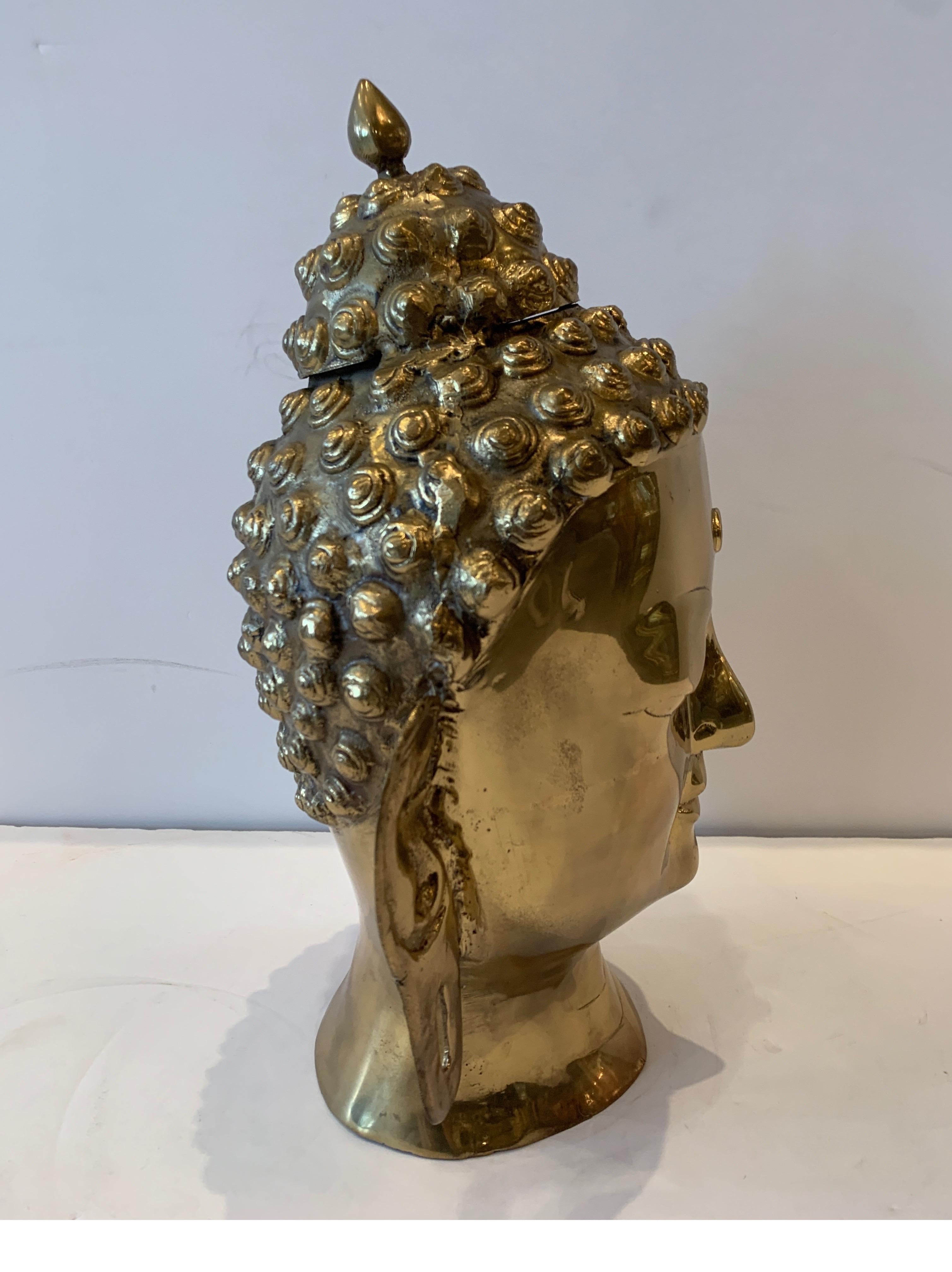 1970s Large Brass Buddha Head Sculpture 1