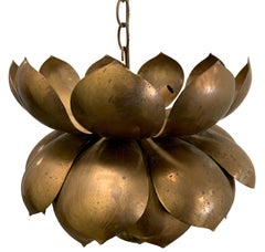 1970s Feldman Brass Lotus Large Pendant Light