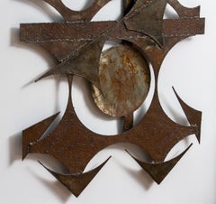 1970's Large Brutalist Wall Sculpture in Mixed Metals by Henrik Horst, Denmark