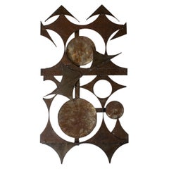 1970's Large Brutalist Wall Sculpture in Mixed Metals by Henrik Horst, Denmark