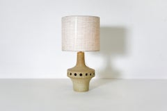 1970s Large Ceramic Space Age Table Lamp with Cut-Outs by Ravelli