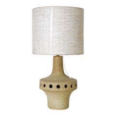 1970s Large Ceramic Space Age Table Lamp with Cut-Outs by Ravelli