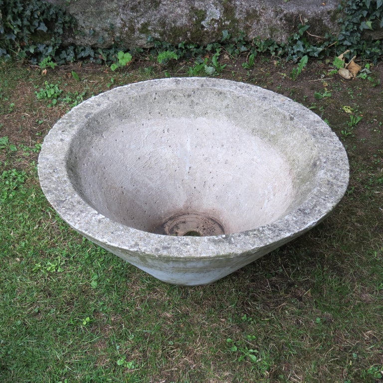 1970s Large Circular Conical Round Concrete Garden Planters at 1stDibs