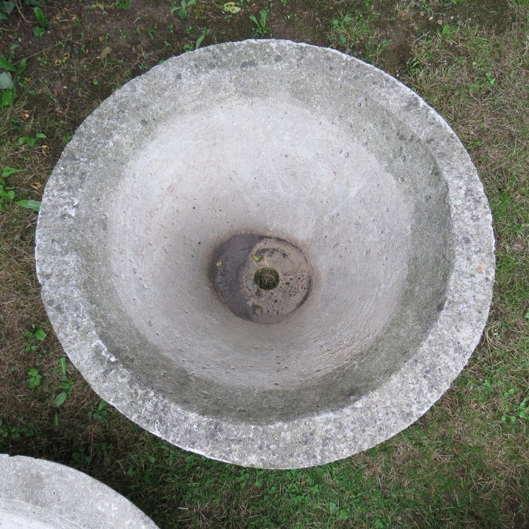 1970s Large Circular Conical Round Concrete Garden Planters at 1stDibs