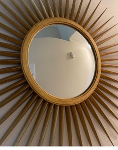 1970s Large Convex Giltwood Sunburst Mirror by Parish Hadley for Baker