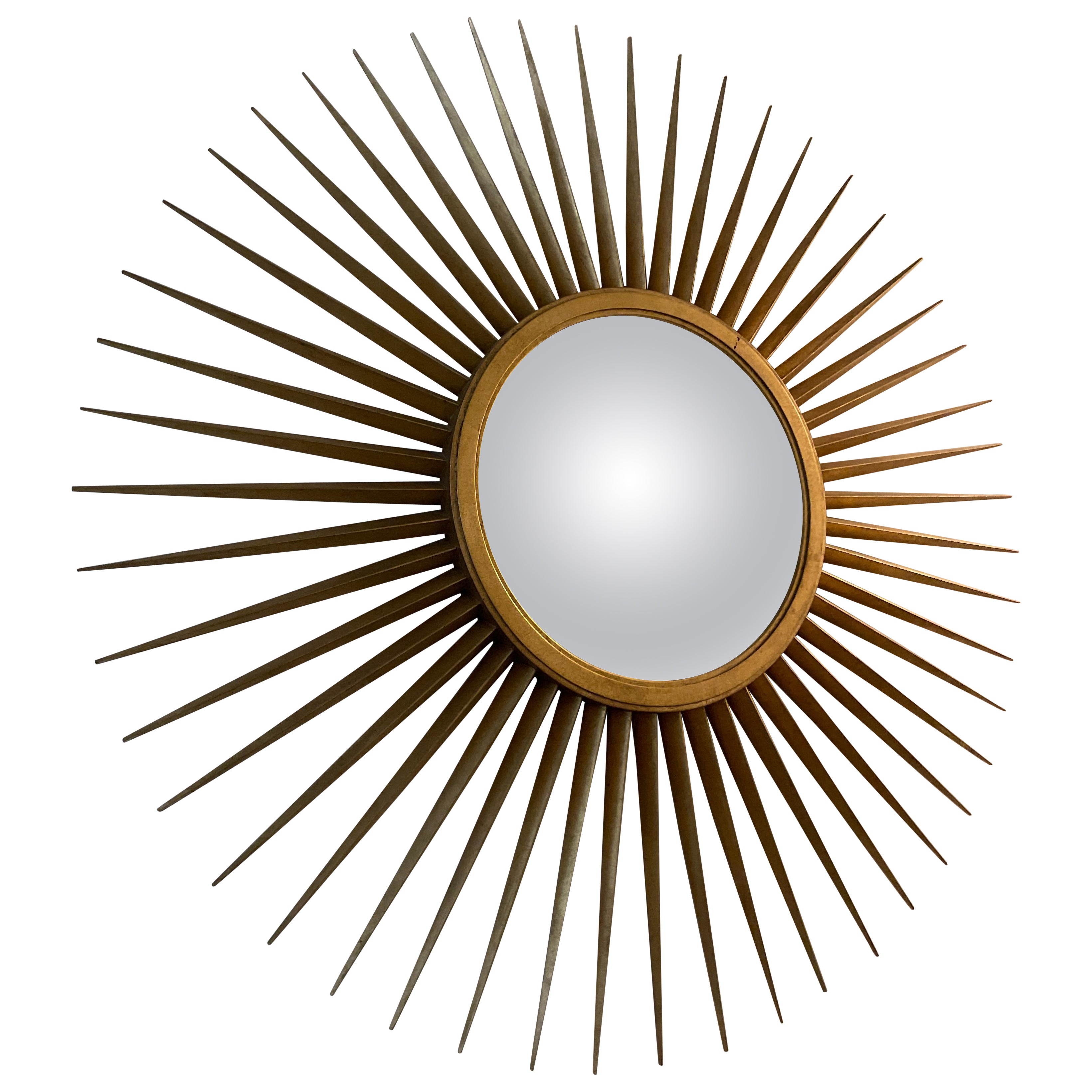1970s Large Convex Giltwood Sunburst Mirror by Parish Hadley for Baker For Sale