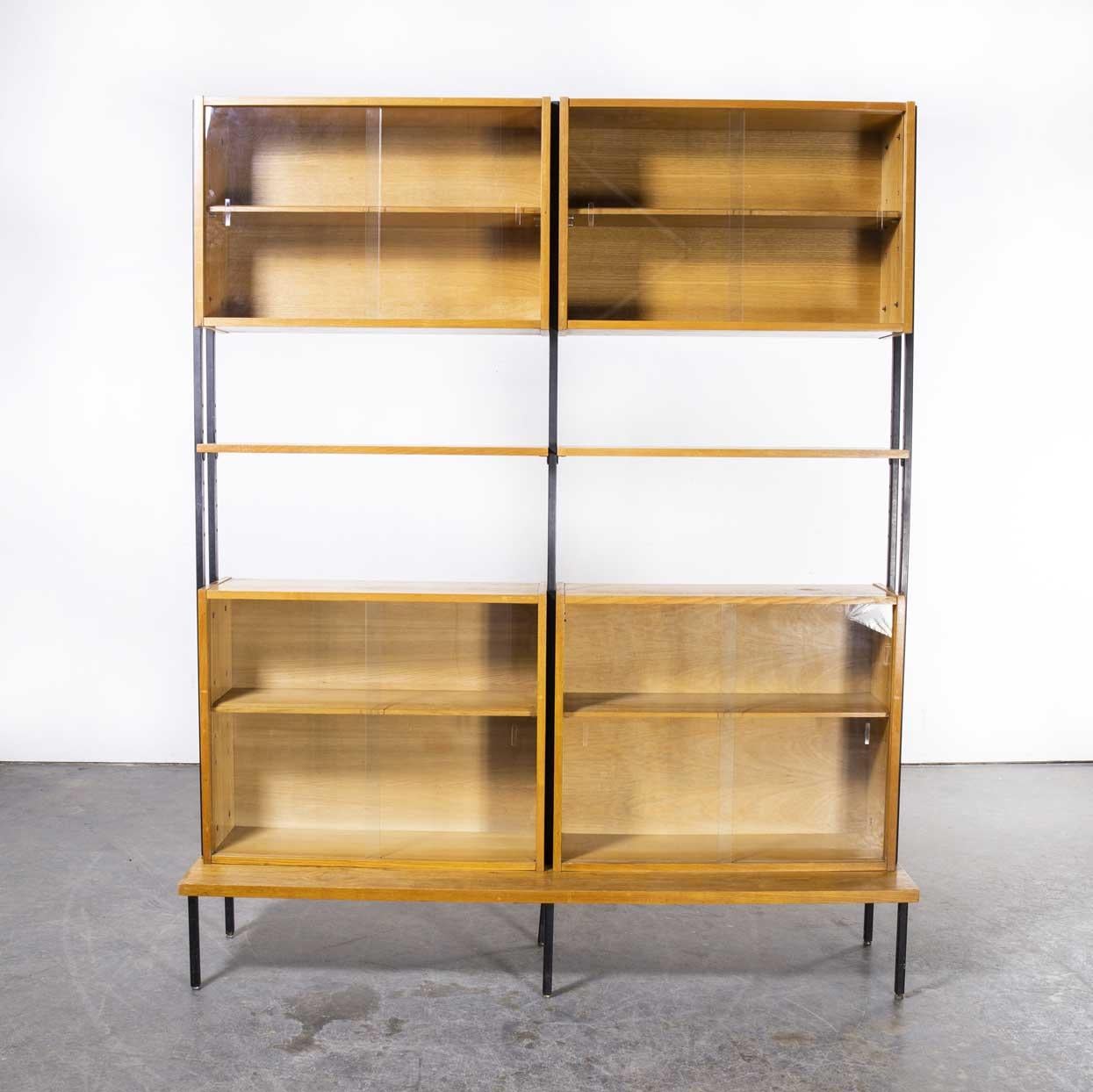 1970's Large Double Mid Century Open Bookcase, Glass Fronted For Sale 4