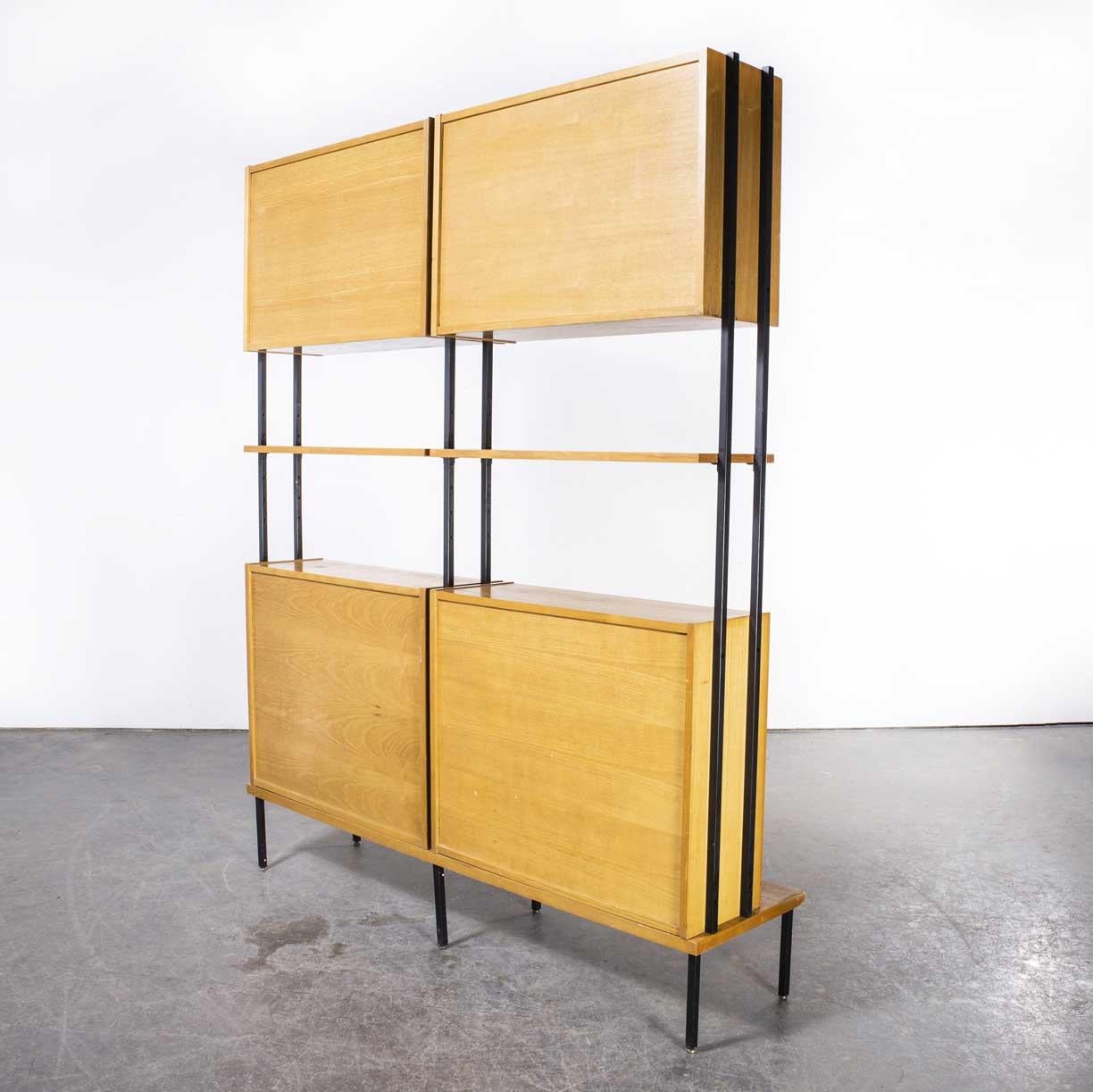 Czech 1970's Large Double Mid Century Open Bookcase, Glass Fronted For Sale