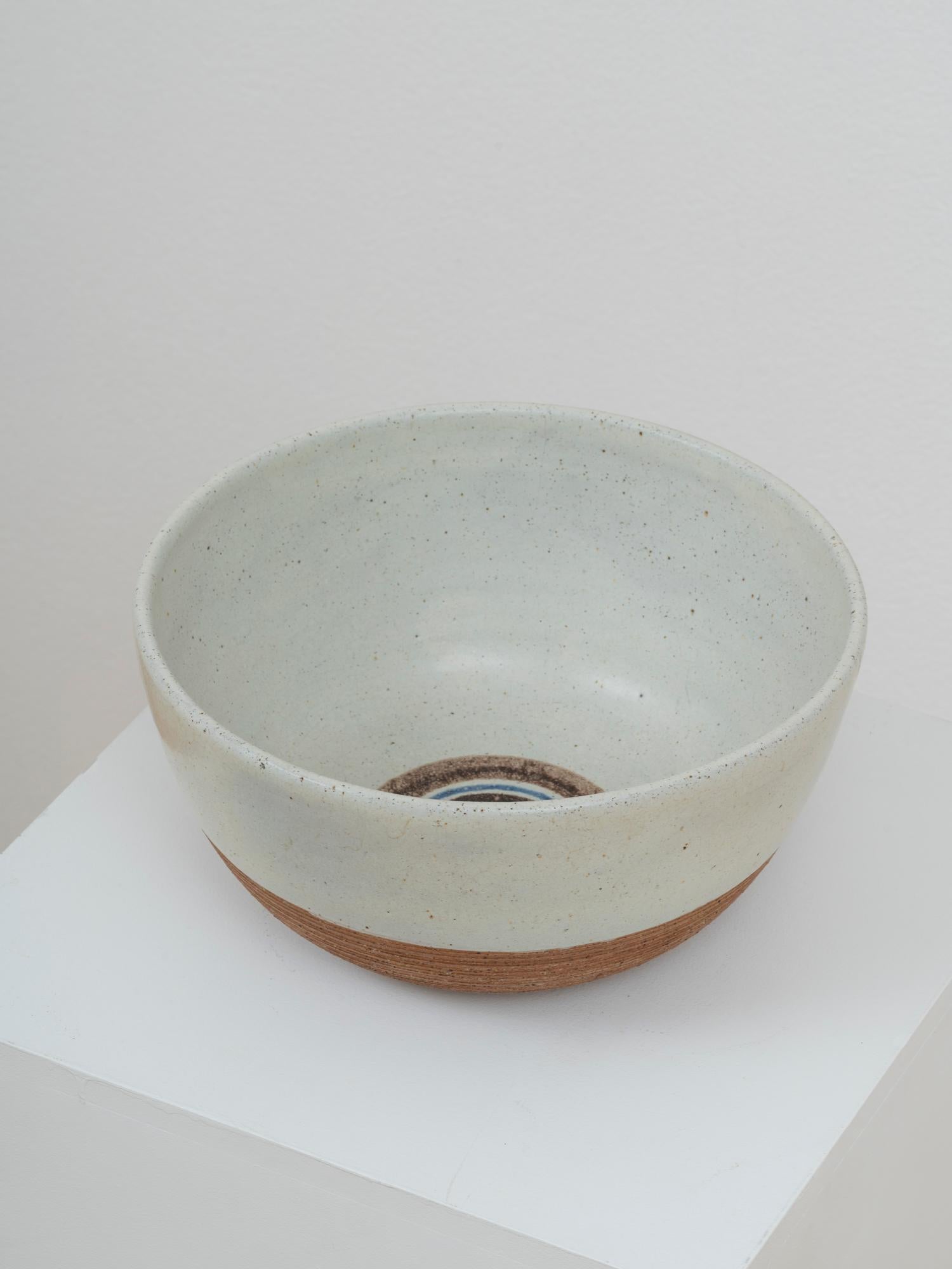 Mid-Century Modern 1970s Large Enameled Engraved Ceramic Bowl by Bruno Gambone For Sale