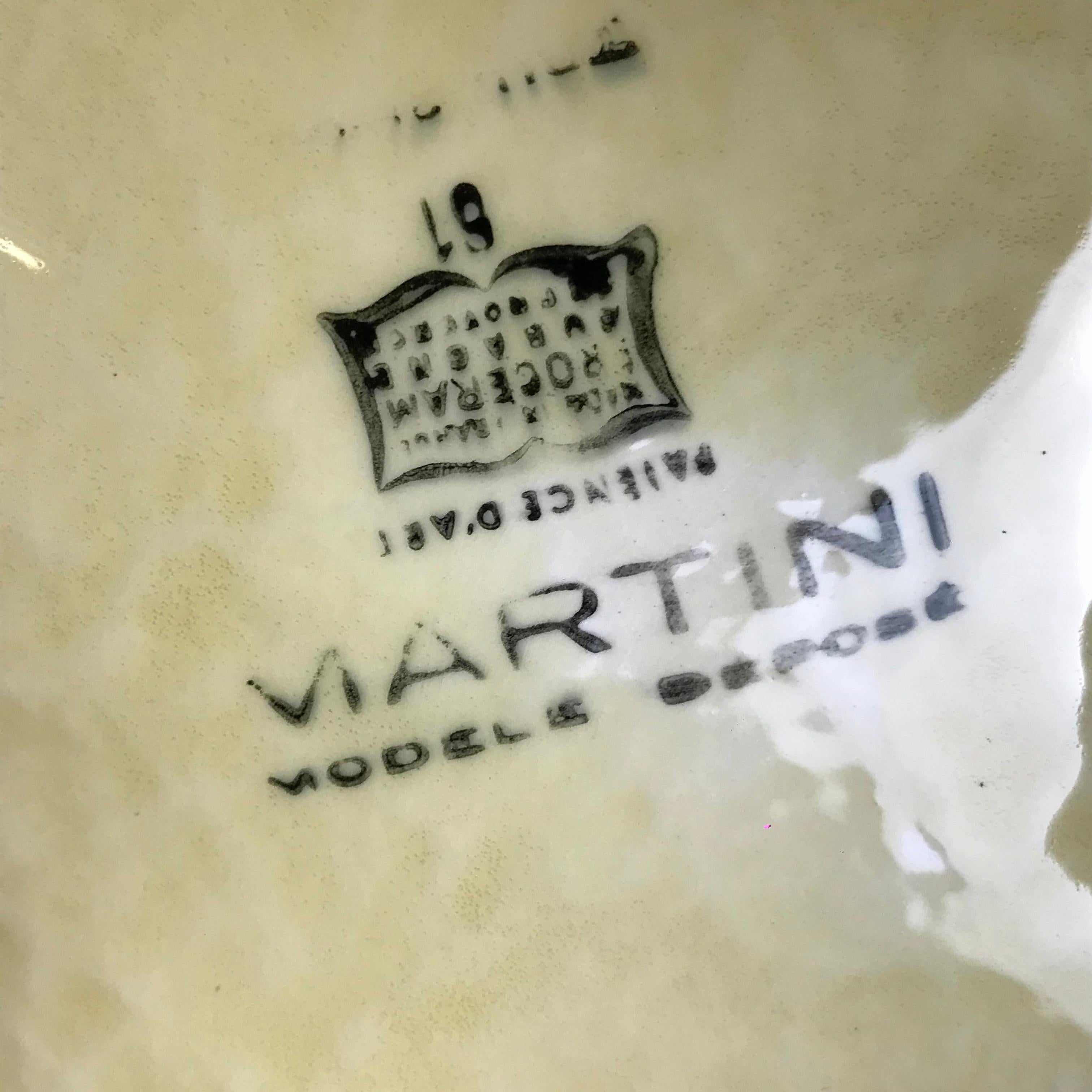 1970s Large French Advertising Martini Cream Ceramic Bistro Ashtray For Sale 7