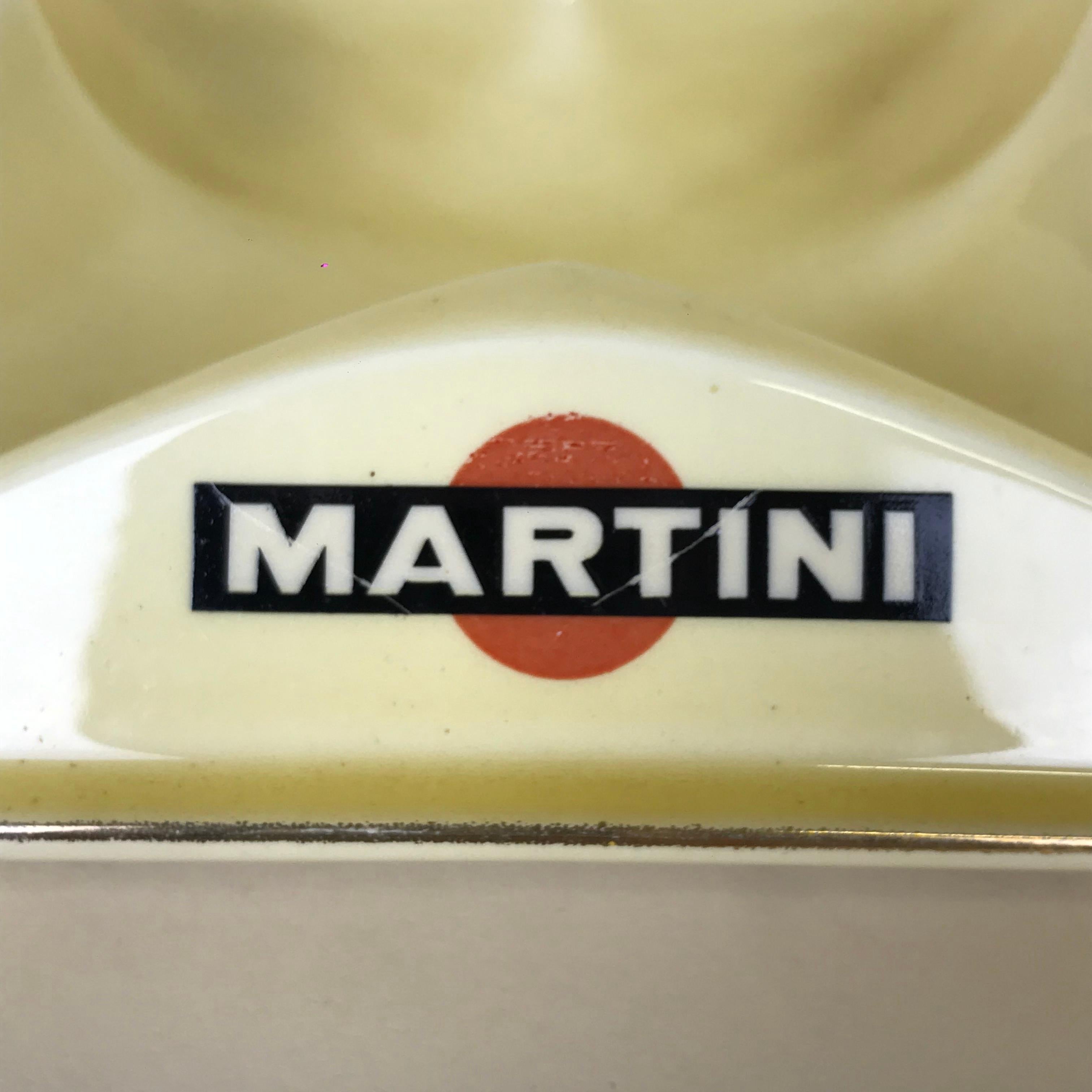 1970s Large French Advertising Martini Cream Ceramic Bistro Ashtray For Sale 8