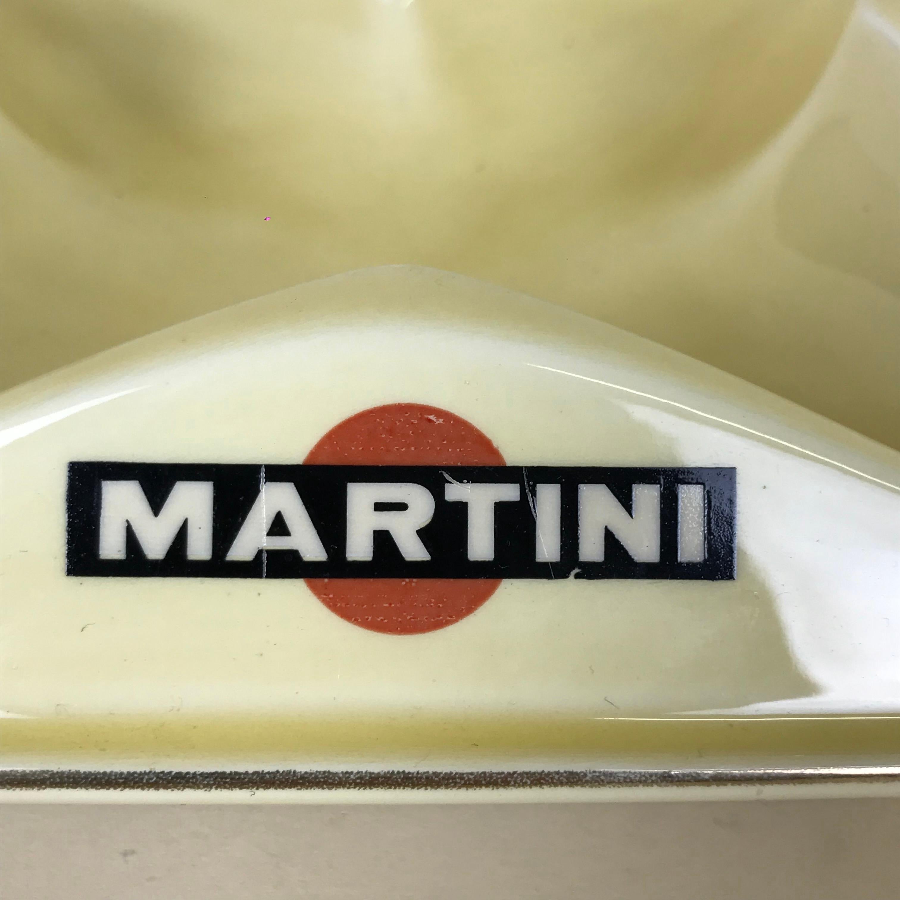 1970s Large French Advertising Martini Cream Ceramic Bistro Ashtray For Sale 9