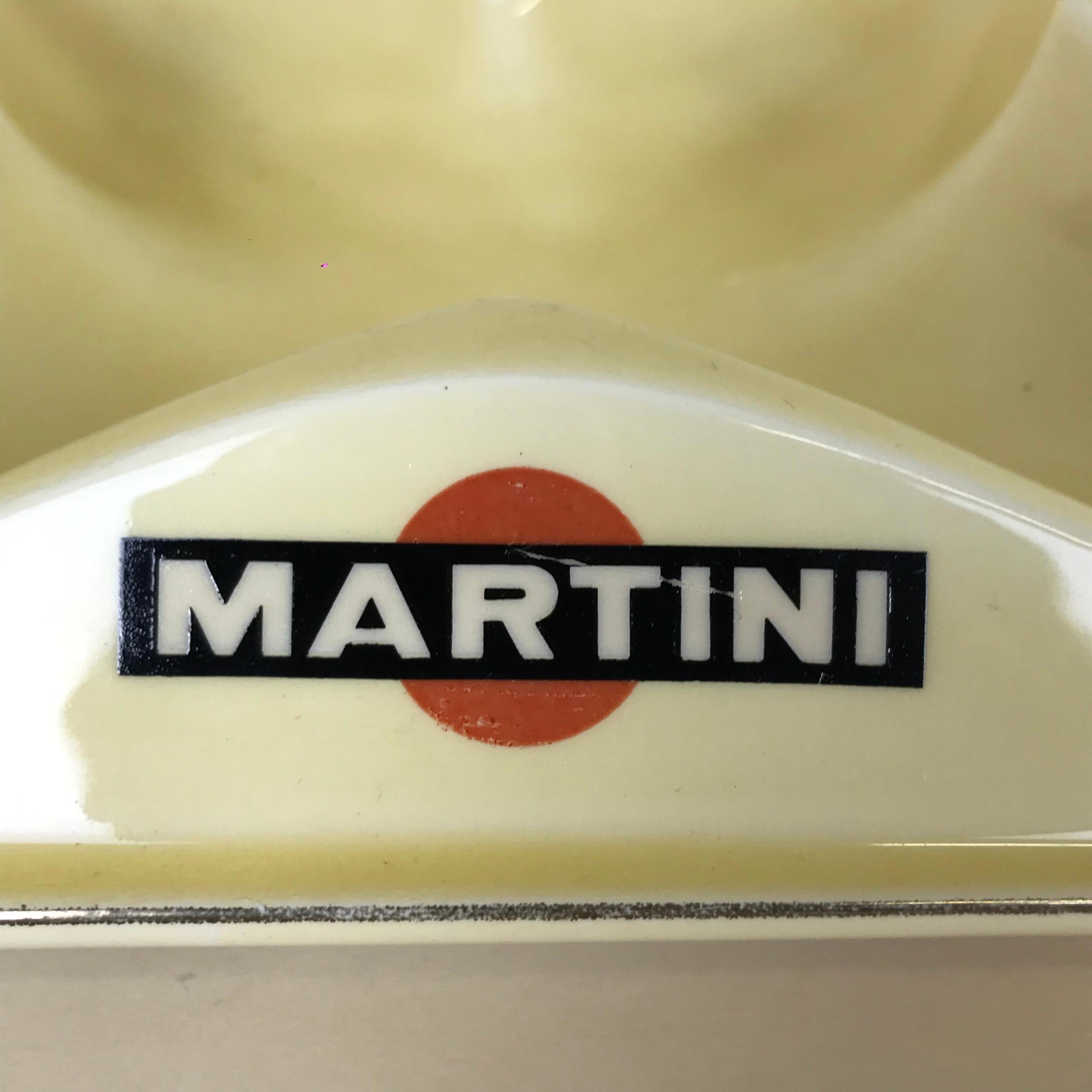 1970s Large French Advertising Martini Cream Ceramic Bistro Ashtray For Sale 10