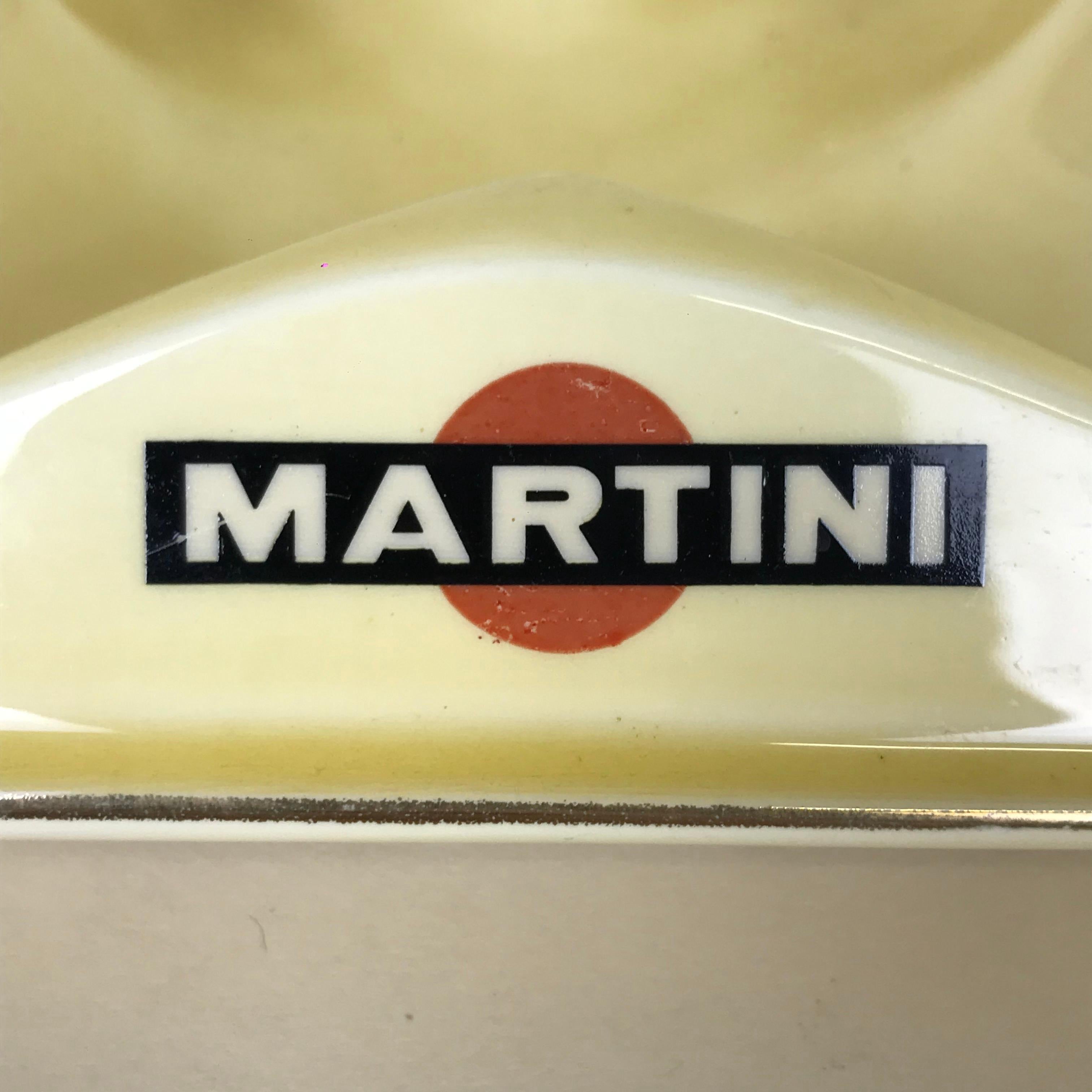 1970s Large French Advertising Martini Cream Ceramic Bistro Ashtray For Sale 11