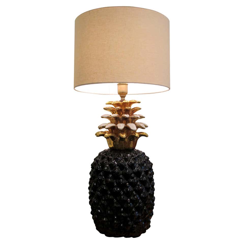 Large Blue Italian Ceramic Pineapple Lamp, 1960's For Sale at 1stDibs