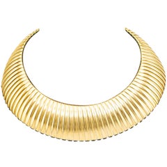 1970s Large Gold Tone Tubogas Choker