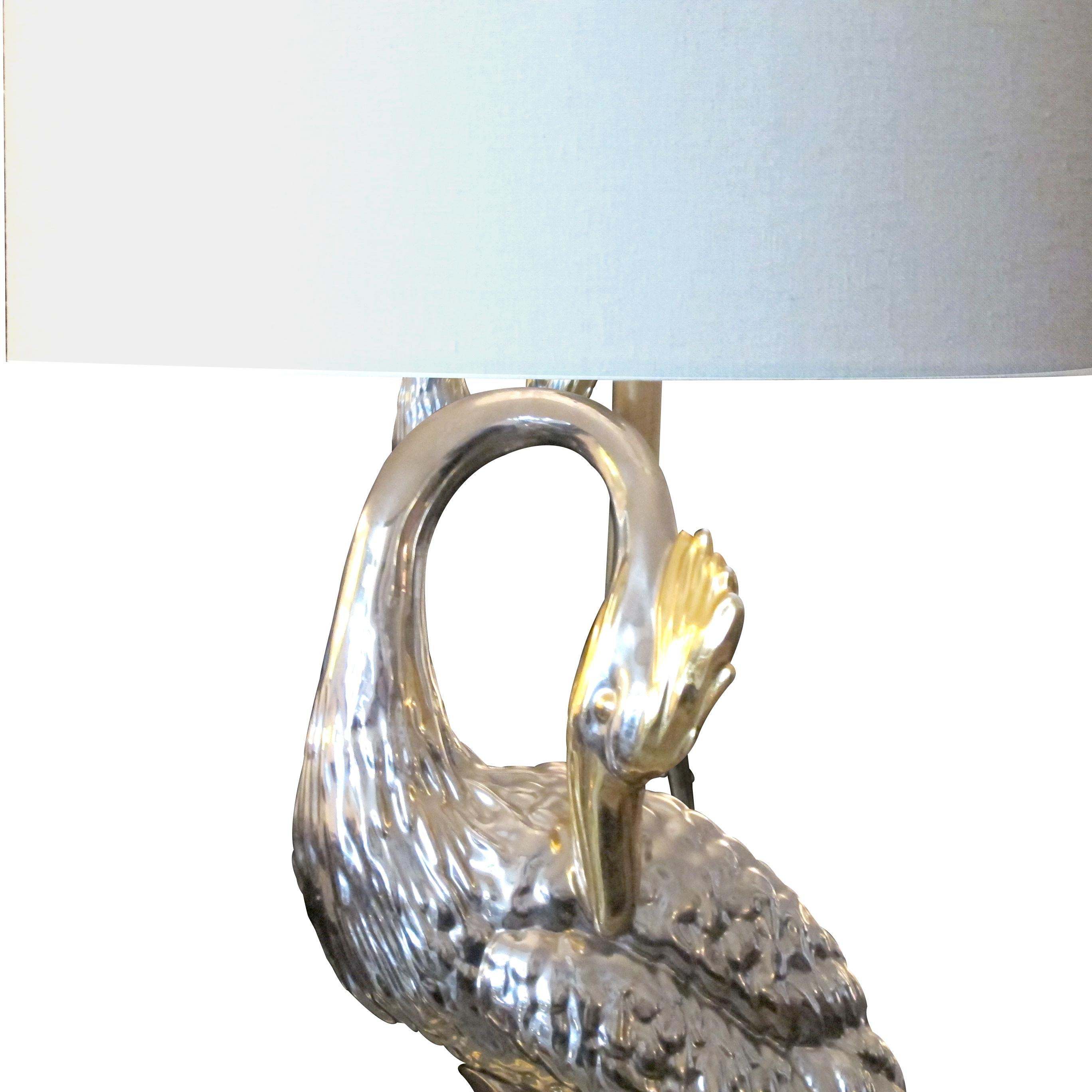 Late 20th Century 1970s Large Heron Shaped Porcelain Table Lamp Manufactured by San MarCo, Italy