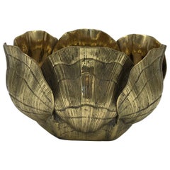 1970s Large Italian Brass Seashell Cachepot Planter Bowl