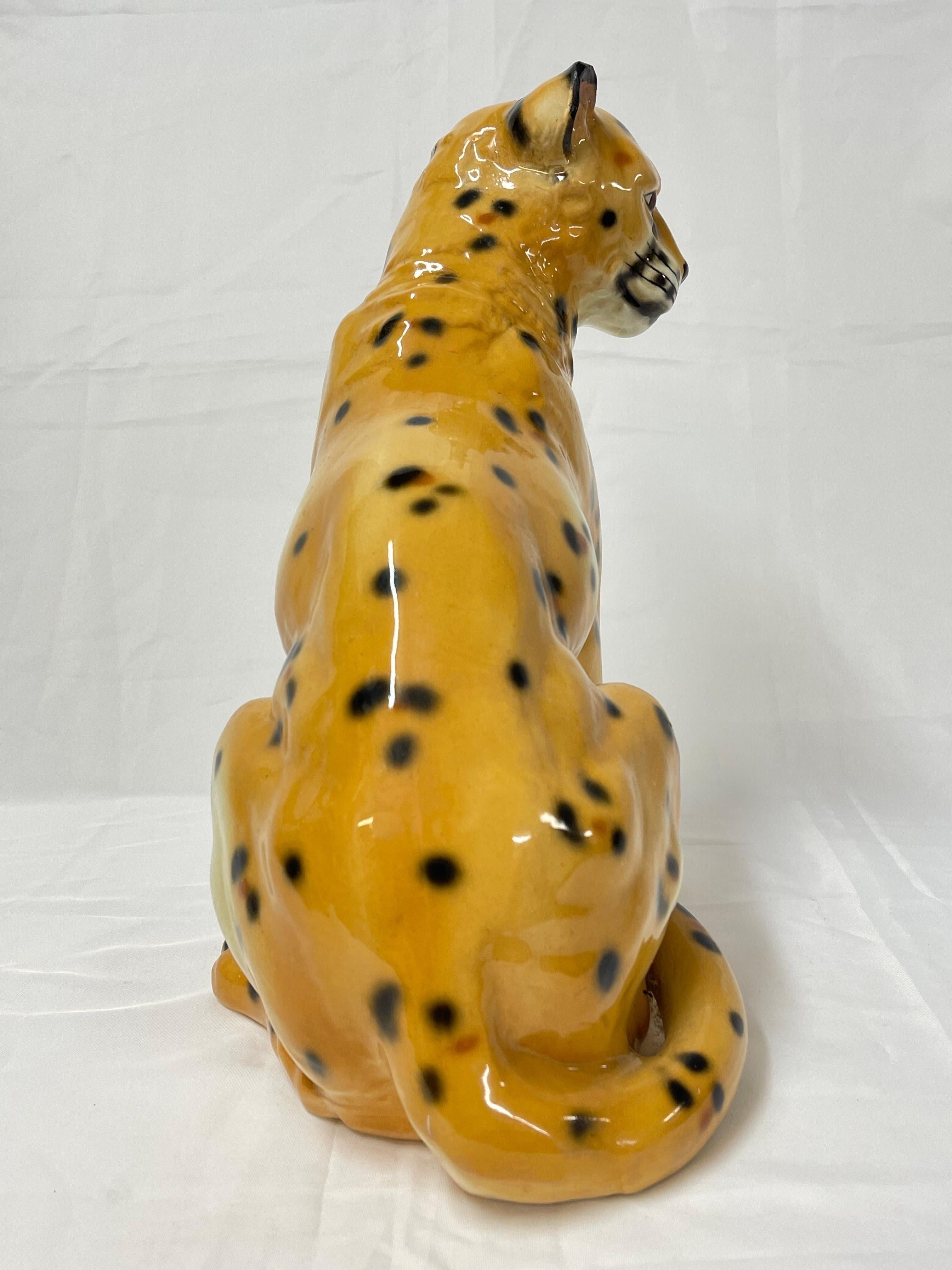 1970's Large Italian Ceramic Cheetah For Sale 3