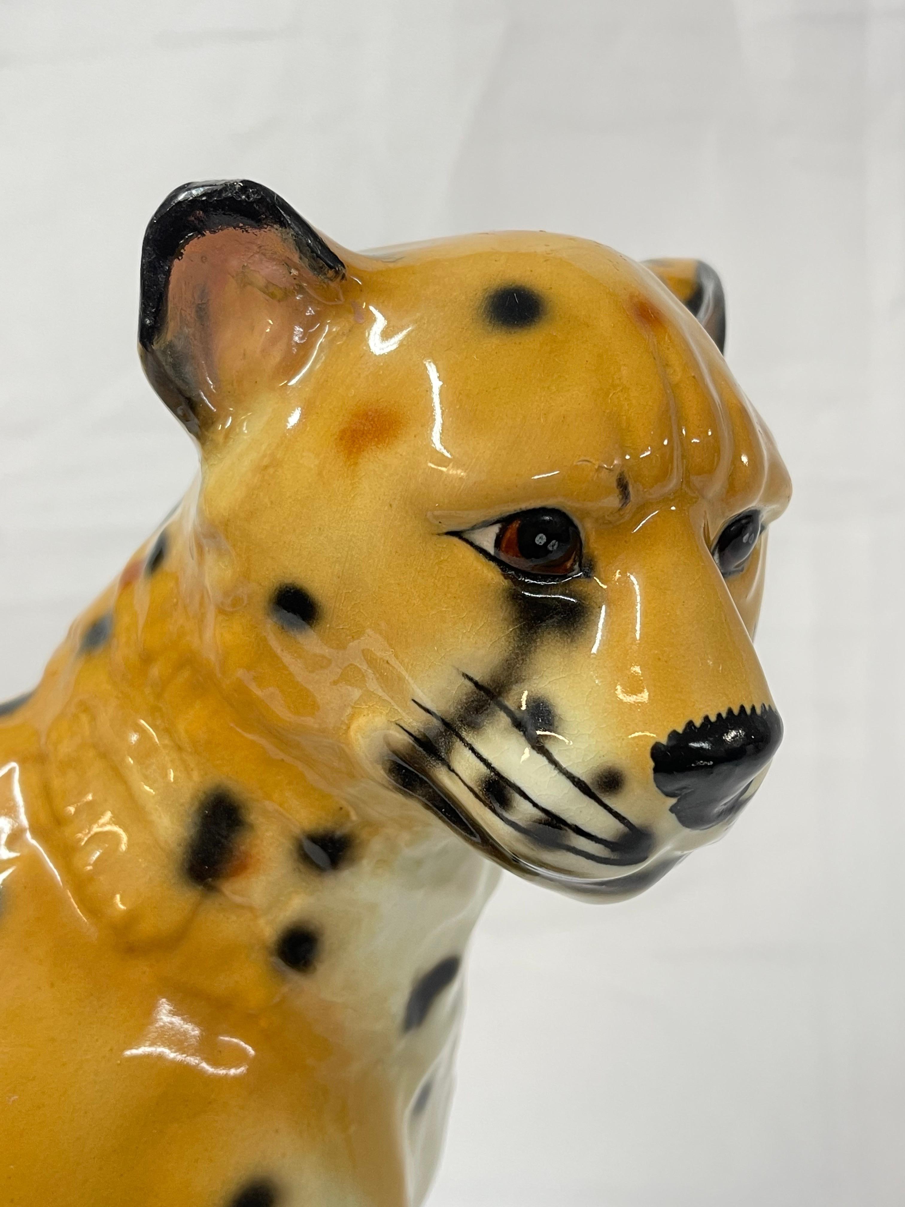 1970's Large Italian Ceramic Cheetah For Sale 3