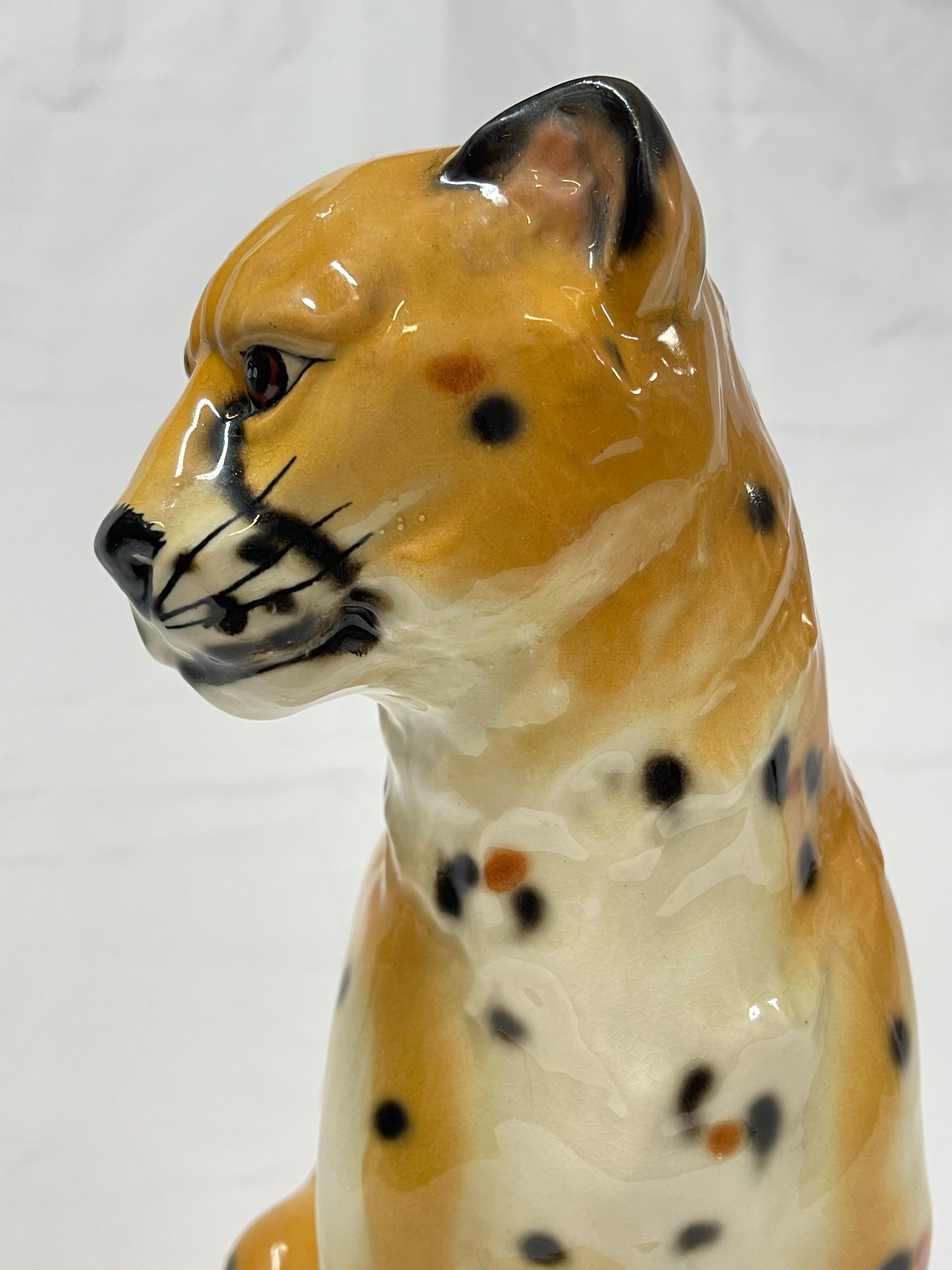 1970's Large Italian Ceramic Cheetah For Sale 5