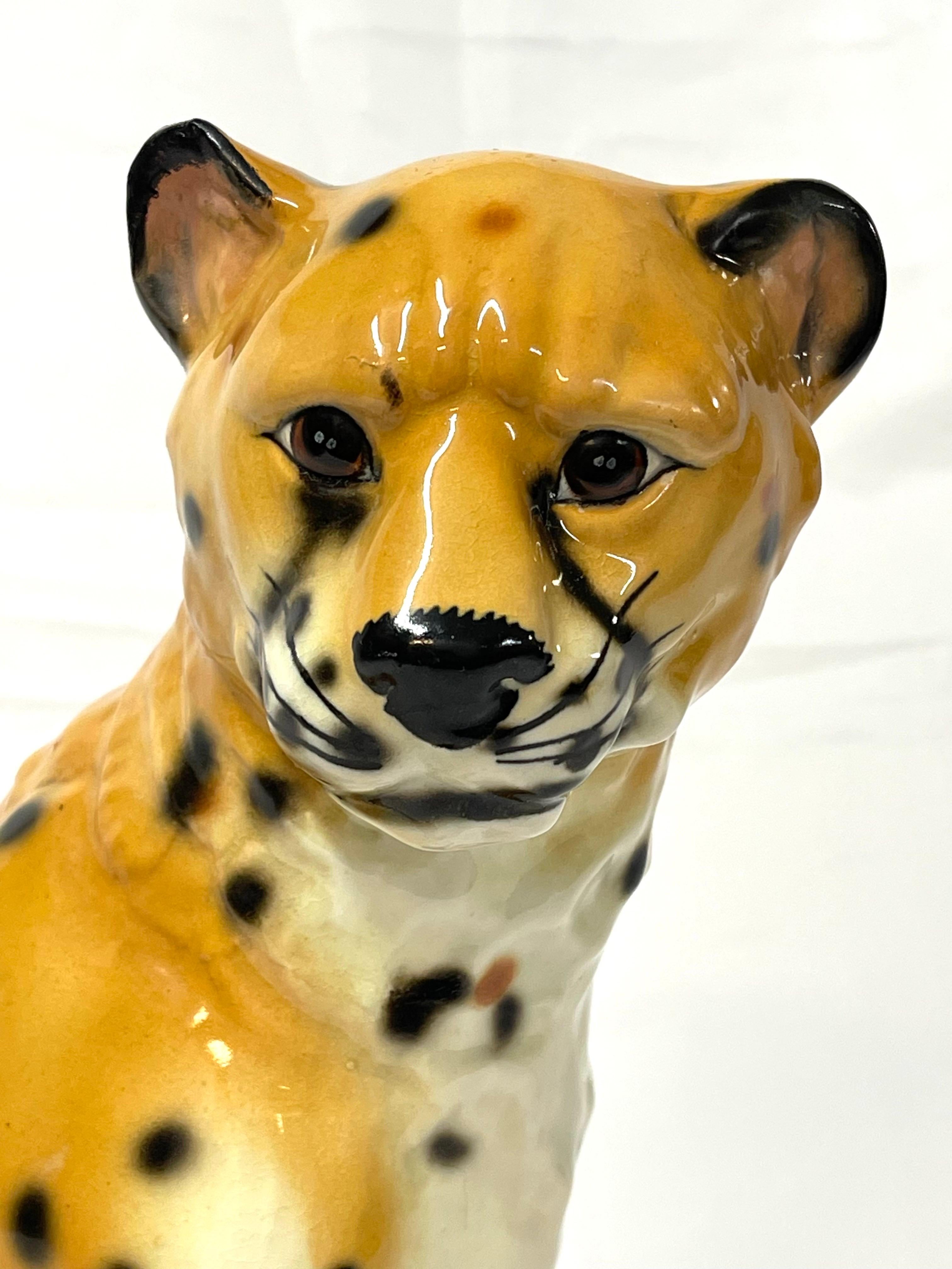 1970's Large Italian Ceramic Cheetah For Sale 6
