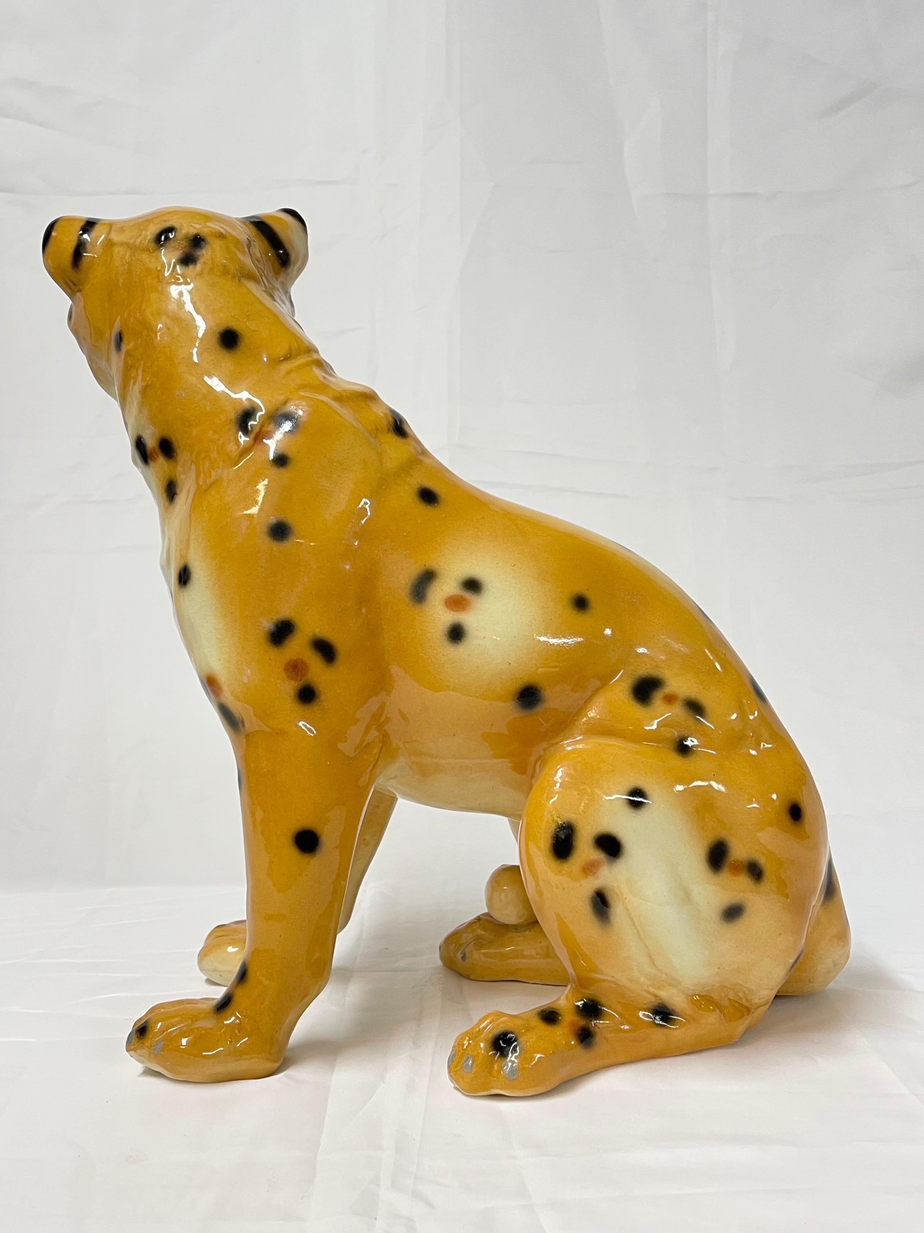 1970's Large Italian Ceramic Cheetah For Sale 2