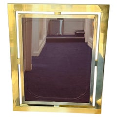 Vintage 1970s Large  Italian Polished Chromed Brass Romeo Rega Style Picture Frame