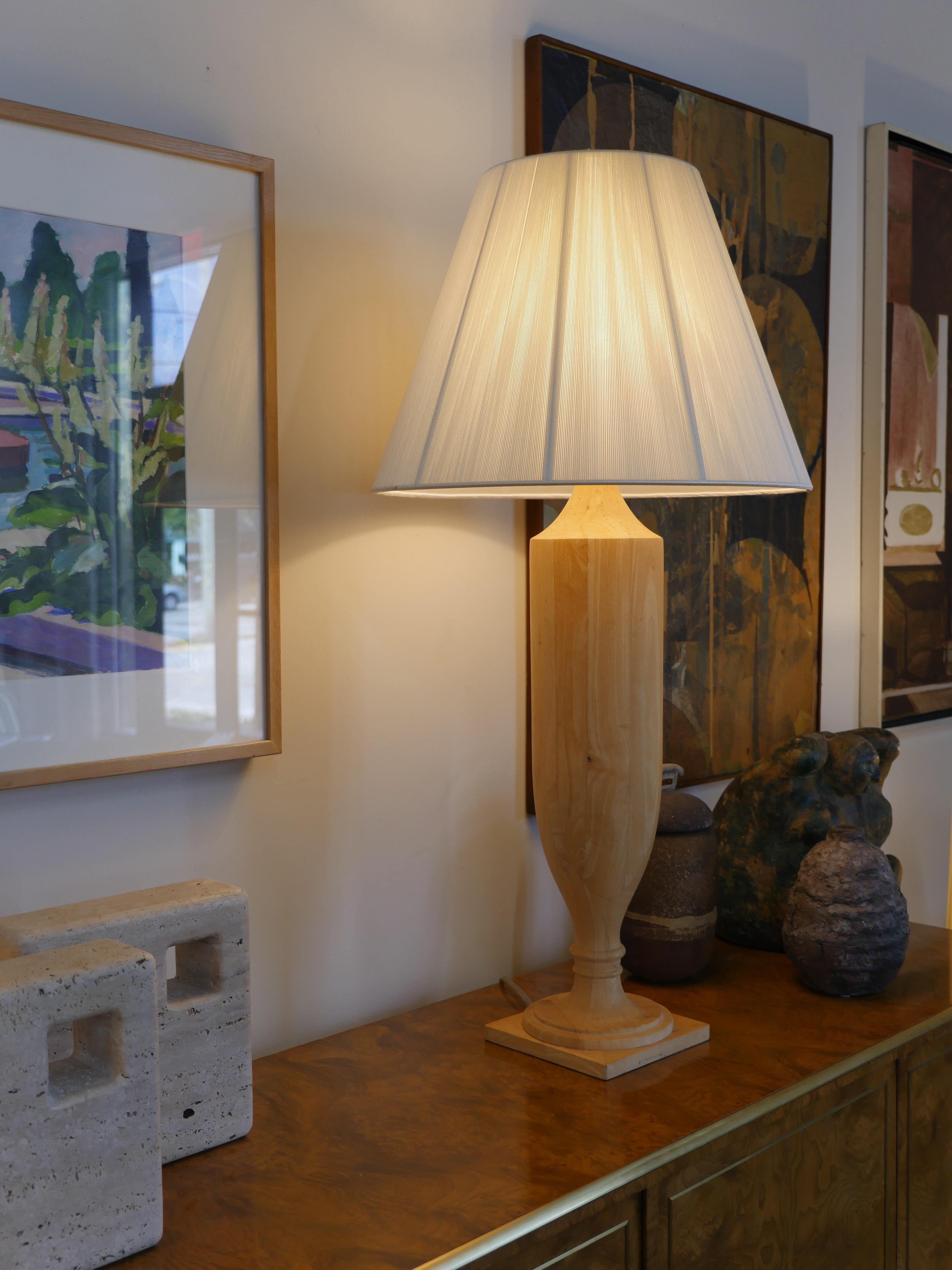 Beautiful vintage Italian table lamp with a custom made silk shade that adds a nice touch of elevated ambiance to any space.  