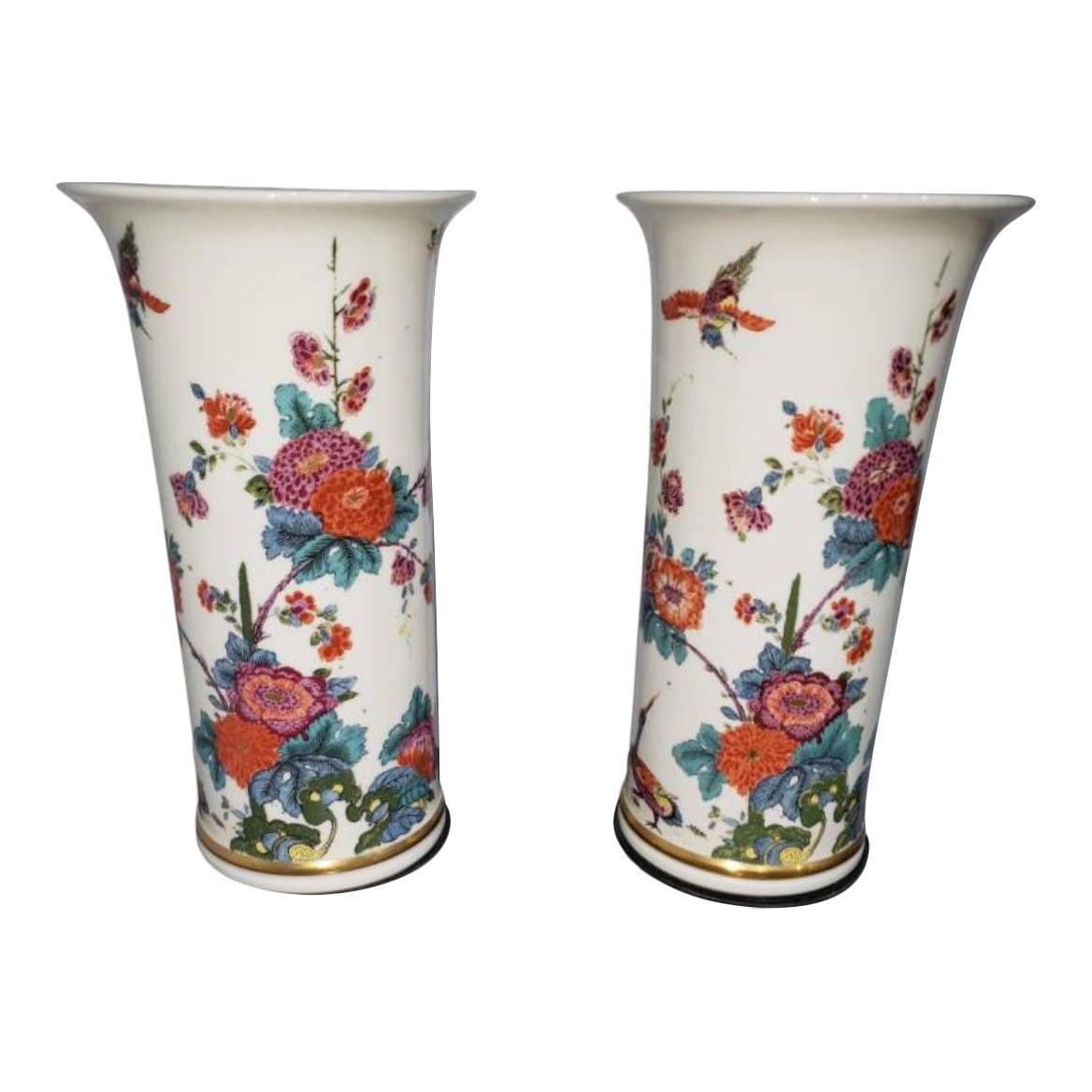 1970s Large Lennox Saxony Vases with Bases, a Pair For Sale