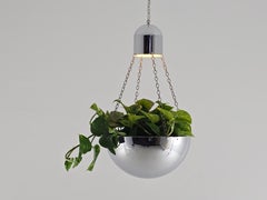 Large Lighted Chrome Planter in Mid-Century Modern Style, USA, 1970s