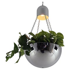 Large Lighted Chrome Planter in Mid-Century Modern Style, USA, 1970s