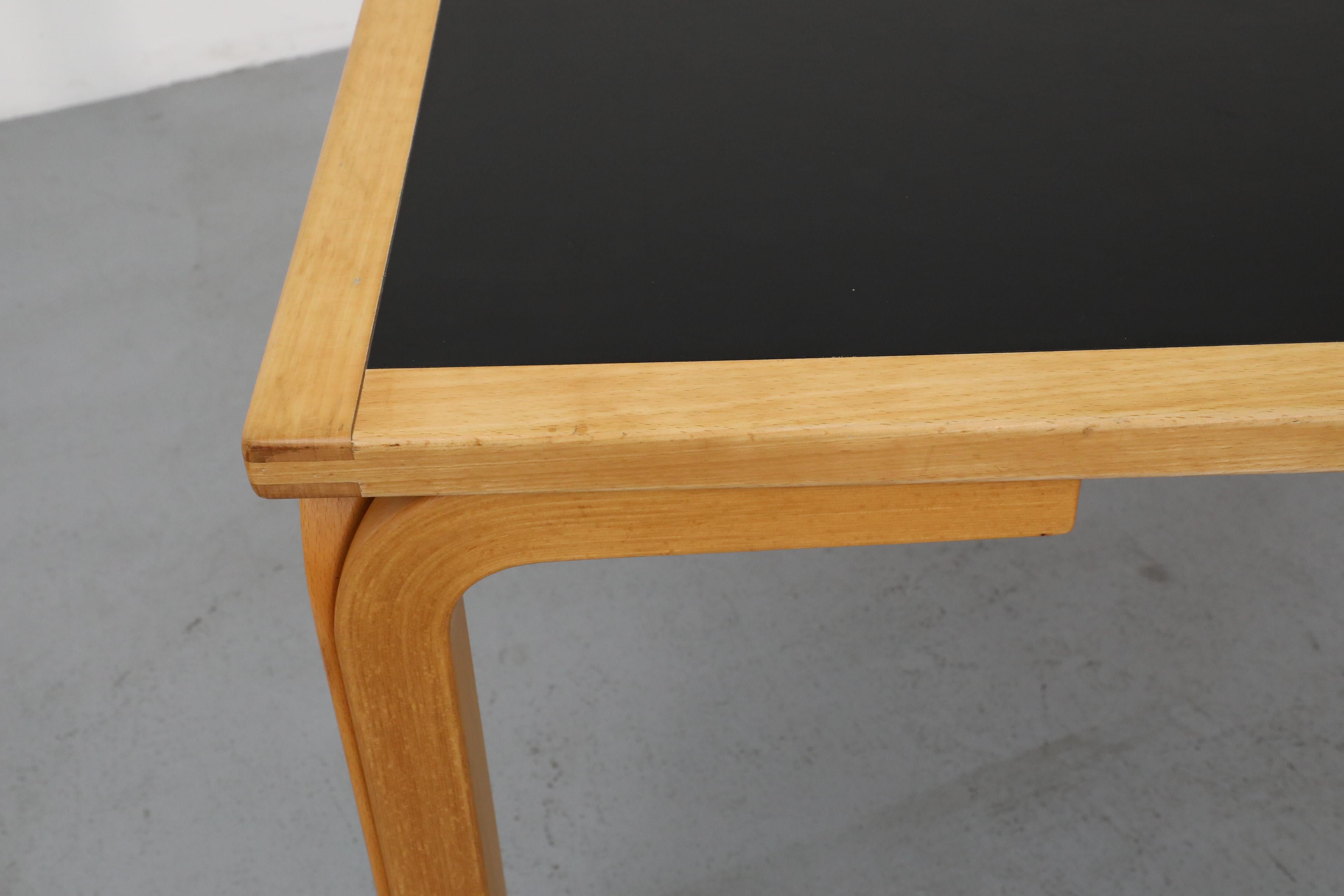 1970's Large Magnus Olesen Birch Dining Table with Black Formica Top 10