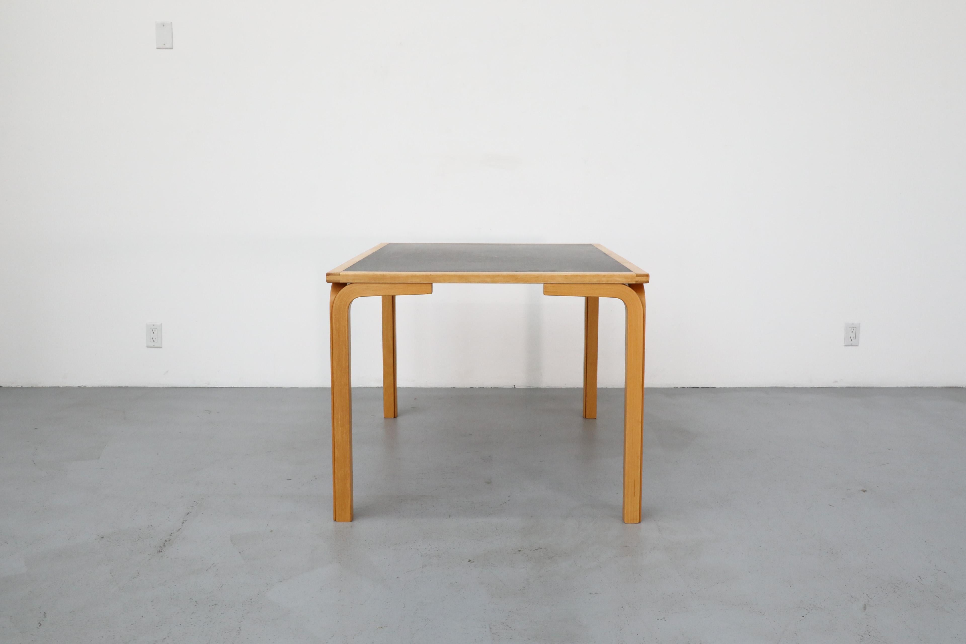 Danish 1970's Large Magnus Olesen Birch Dining Table with Black Formica Top