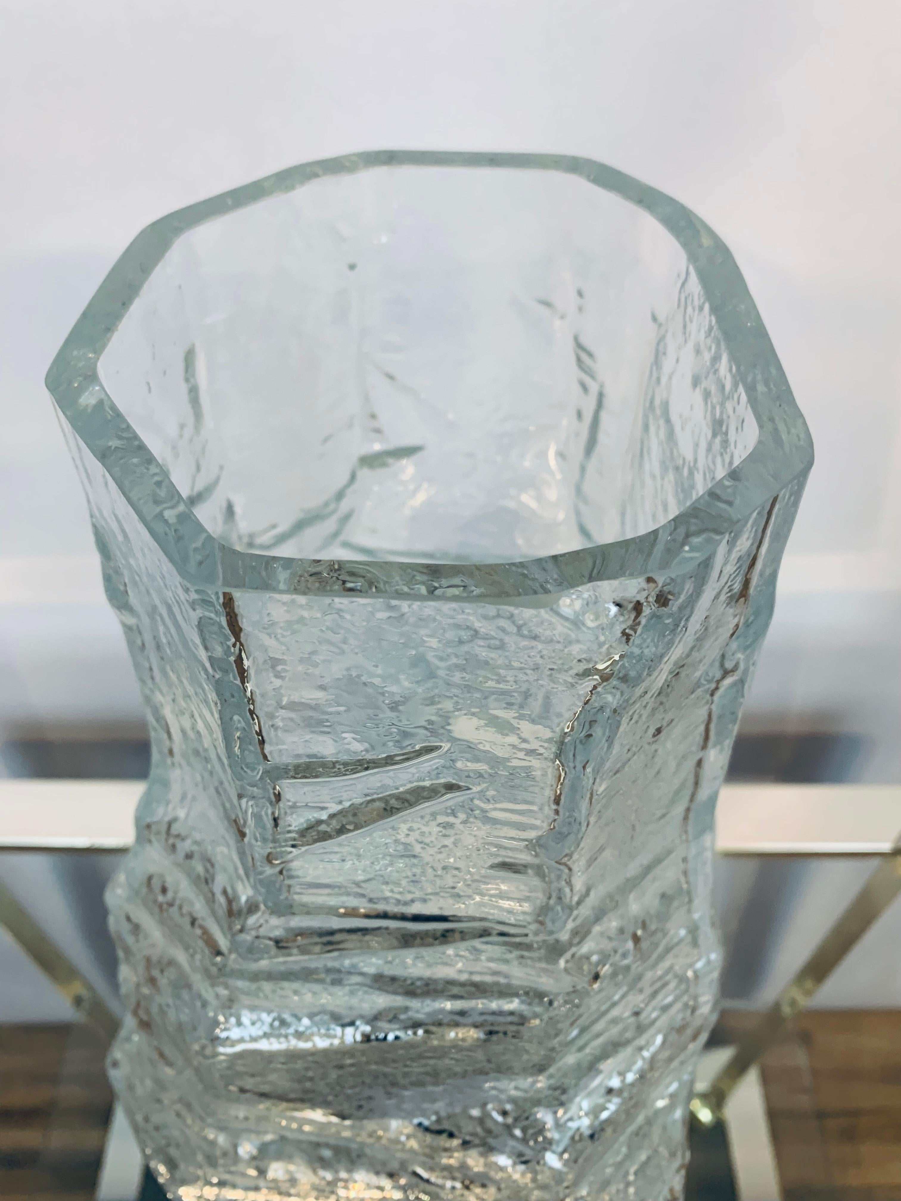 1970s Large Mid Century German Peill & Putzler Glacier Arctic Iced Glass Vase 6
